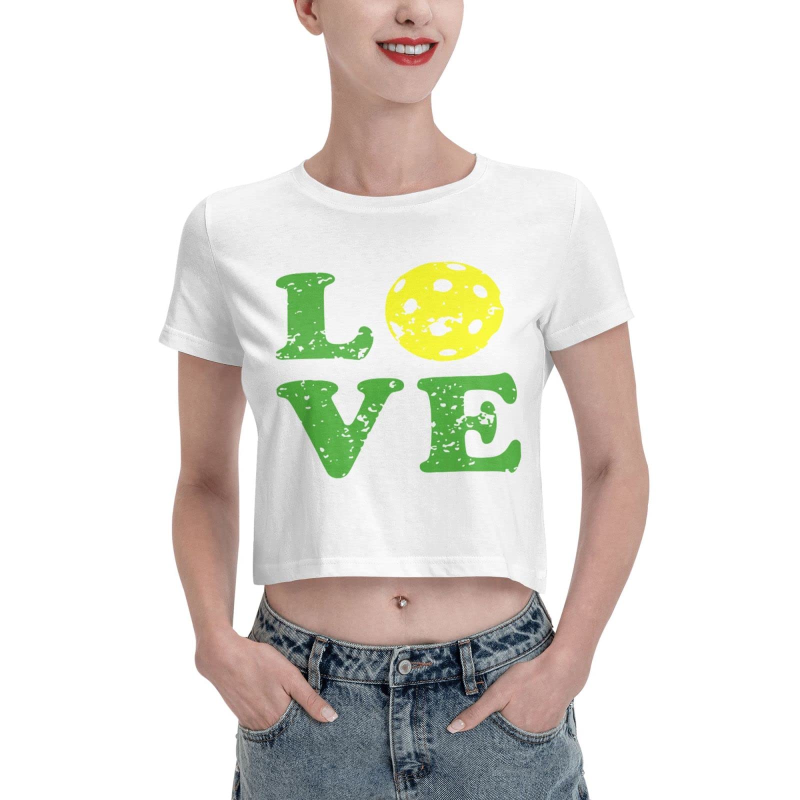 Pickleball Women's Crop Top - Soft Short Sleeve T-Shirt for Girls | Athletic Workout & Casual Wear | Perfect for Pickleball, Tennis, Gym & Everyday Fashion