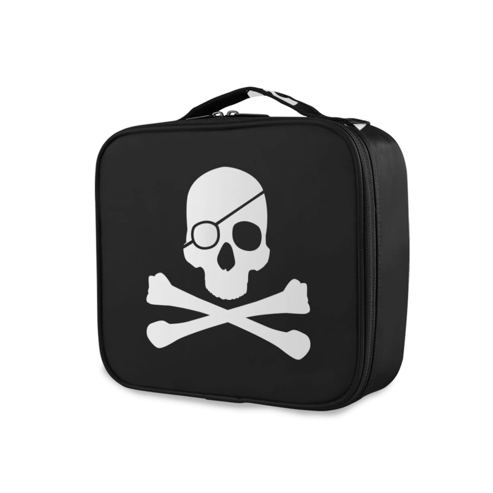 Pirate Skull Cosmetic Travel Bag - Adjustable Dividers Makeup Organizer for Women, Portable Jewelry & Toiletry Storage Case - Perfect for Travel, Gym, and Daily Use