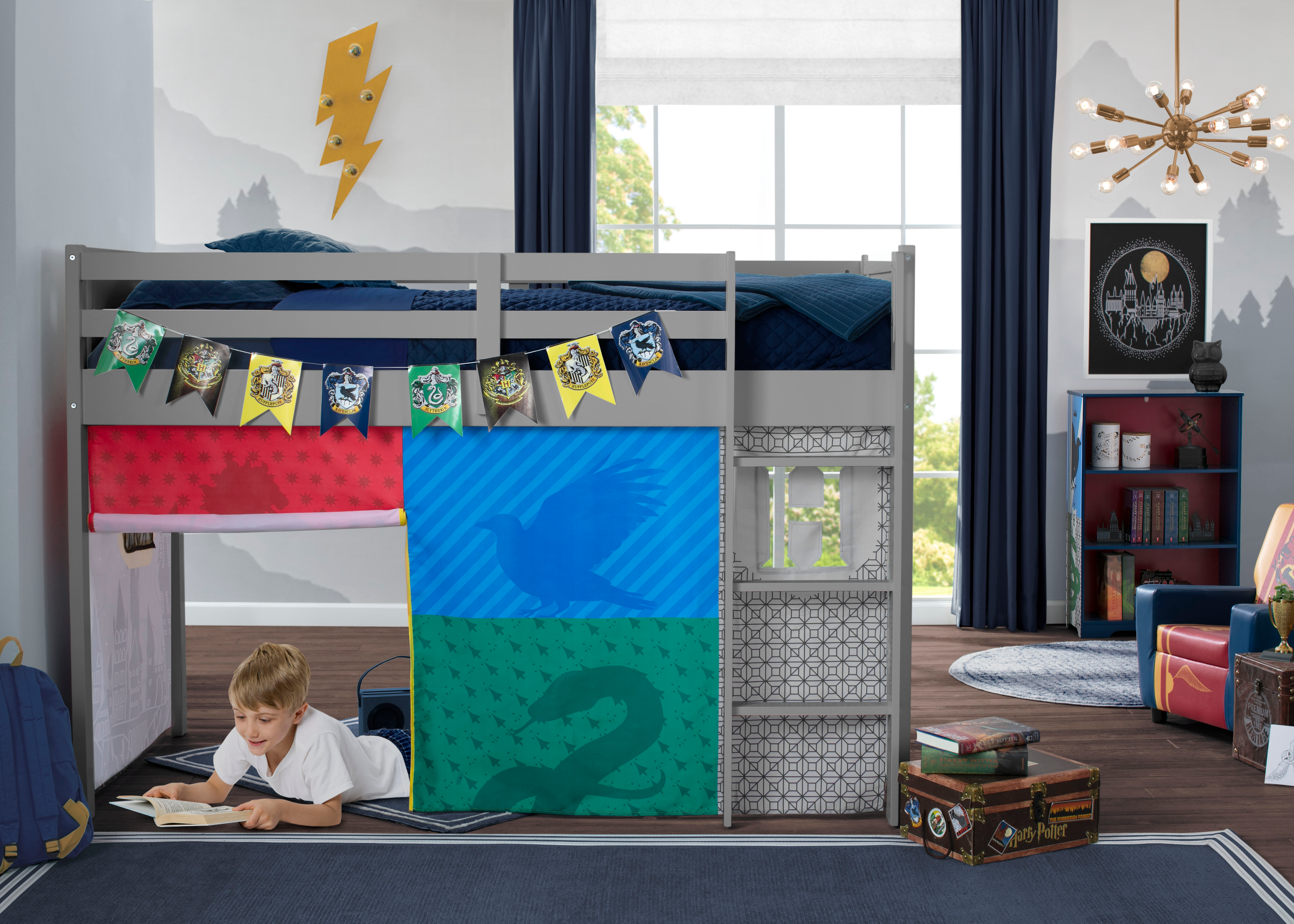 Harry Potter Loft Bed Tent & Curtain Set for Twin Loft Beds - Kids Bedroom Decor, Reading Nook, Play Tent (Bed Sold Separately) | Perfect for Sleepovers, Imaginative Play & Themed Bedrooms