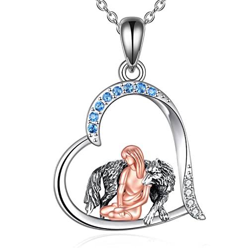 Silver wolf guard gilr necklace