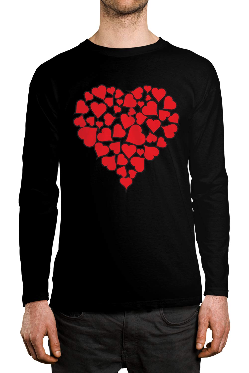 SpiritForged Apparel Heart of Hearts Men's Long Sleeve Shirt - Premium Cotton Casual Button Up Shirt for Men - Perfect for Work, Date Night & Everyday Wear