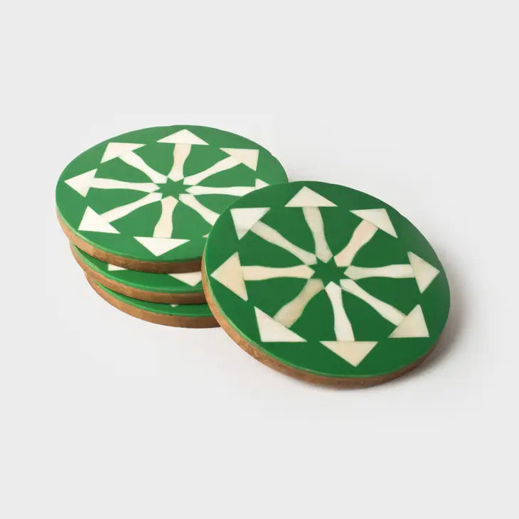 Eco-Friendly Green Arrow Coaster Set - 6-Piece Absorbent Cork Coasters for Hot & Cold Drinks - Perfect for Home, Office, or Bar Use