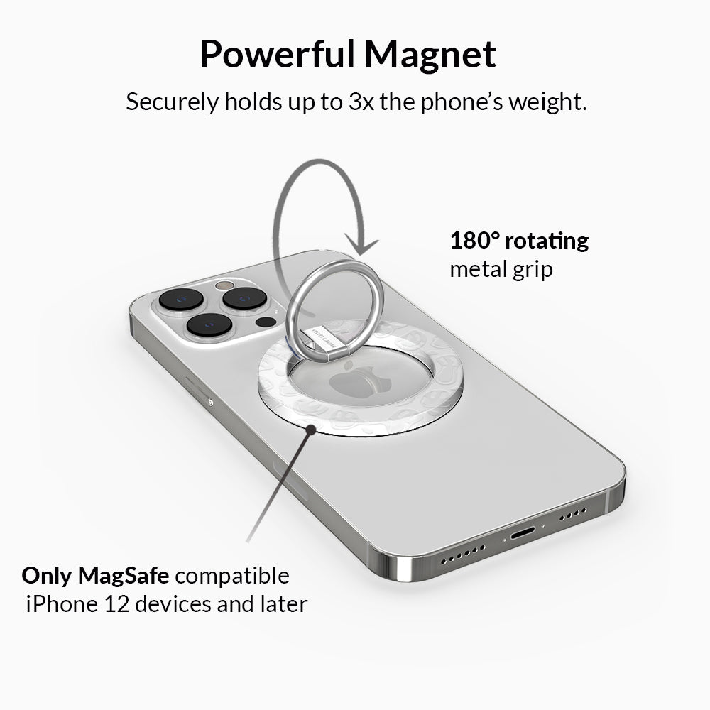 Frosted Clear Smiley Face MagSafe Grip Ring for iPhone - Perfect for Secure Phone Holding & Wireless Charging | Ideal for Daily Use, Commuting & Travel