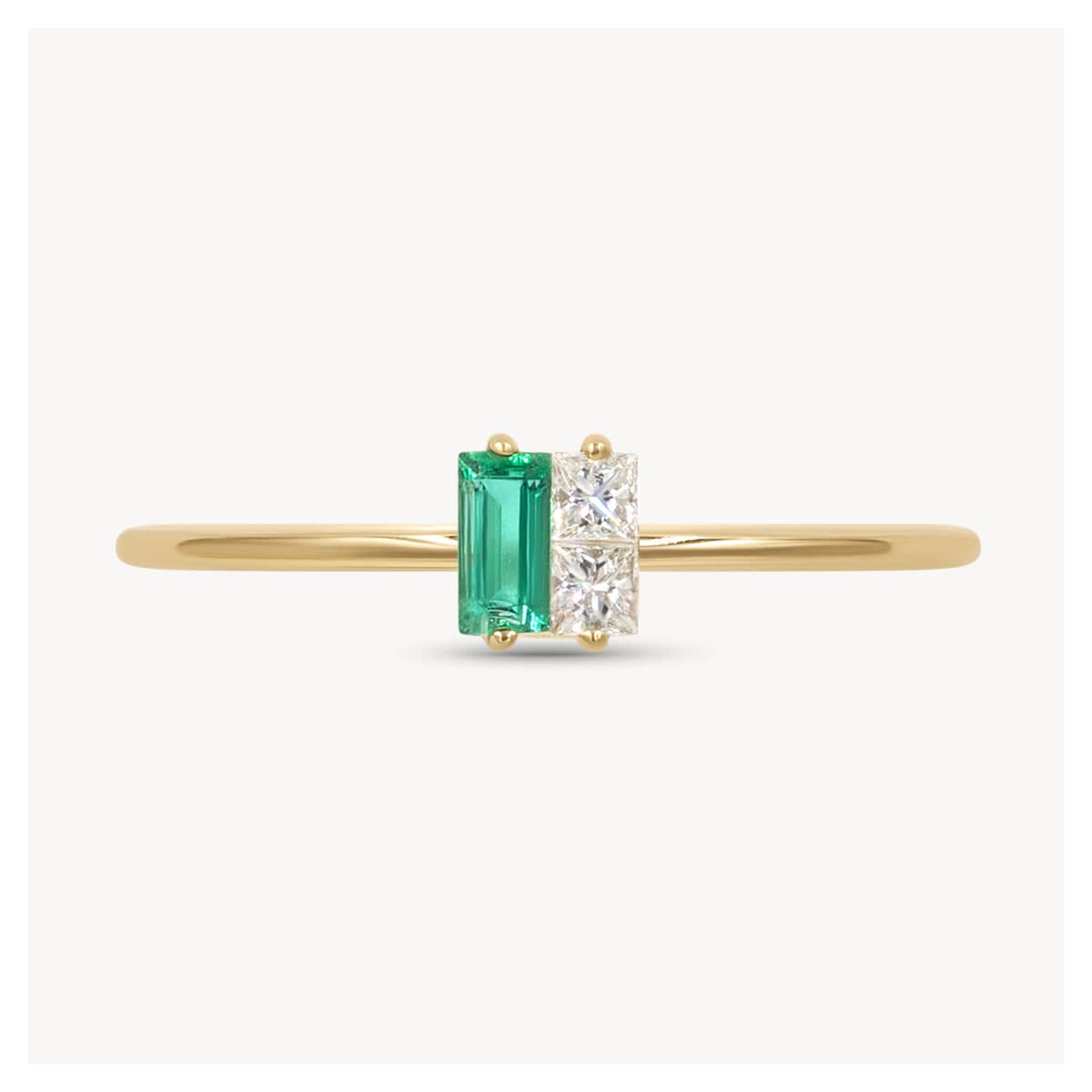 Emerald Diamond Twinkle Ring - 14K Gold Plated Elegant Jewelry for Women, Perfect for Engagement, Anniversary & Special Occasions