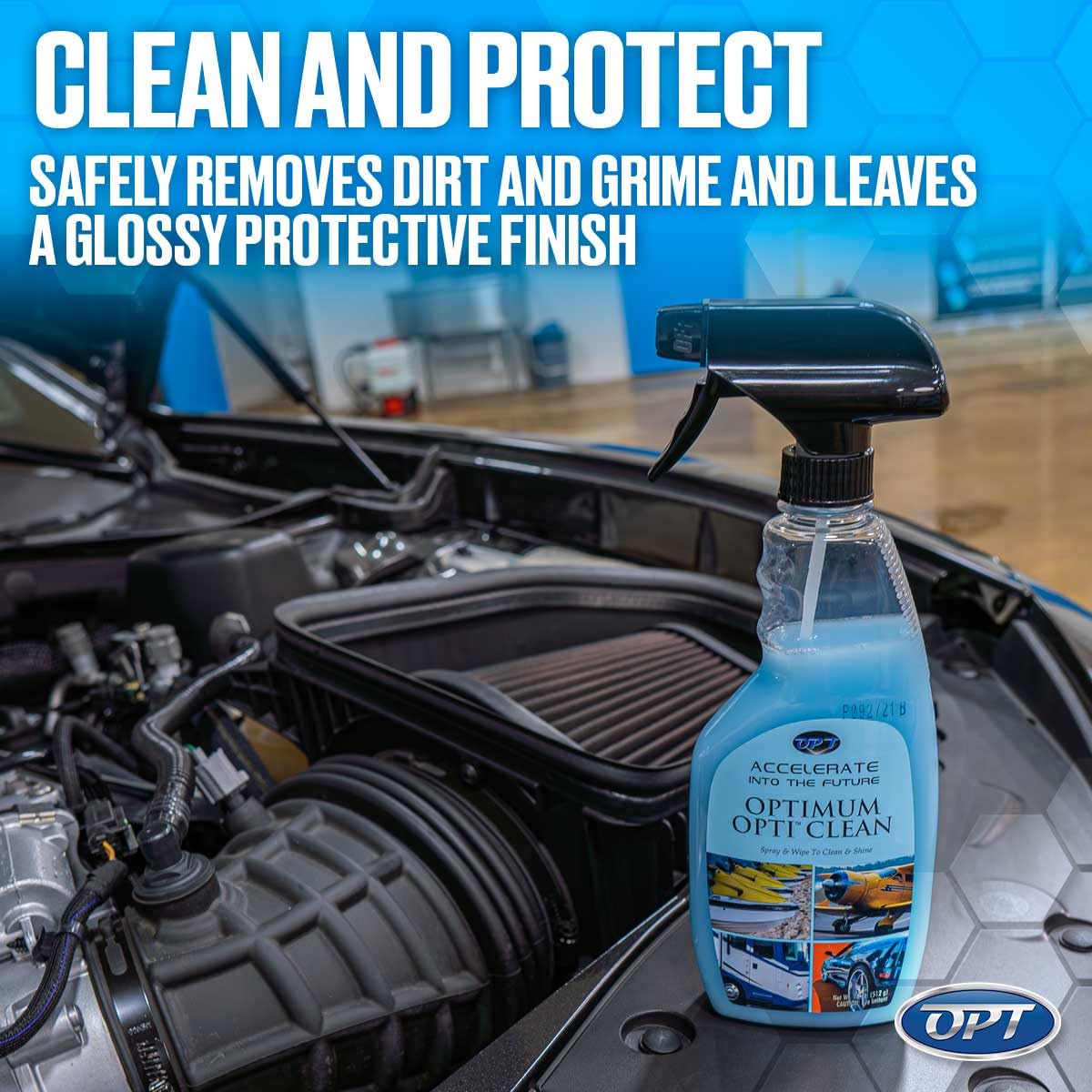 Opti-Clean Waterless Car Wash & Protect Spray - Ready to Use Polymer Protection for Cars, Trucks & Motorcycles (18 oz) - Perfect for Quick Cleaning, Detailing & On-the-Go Shine