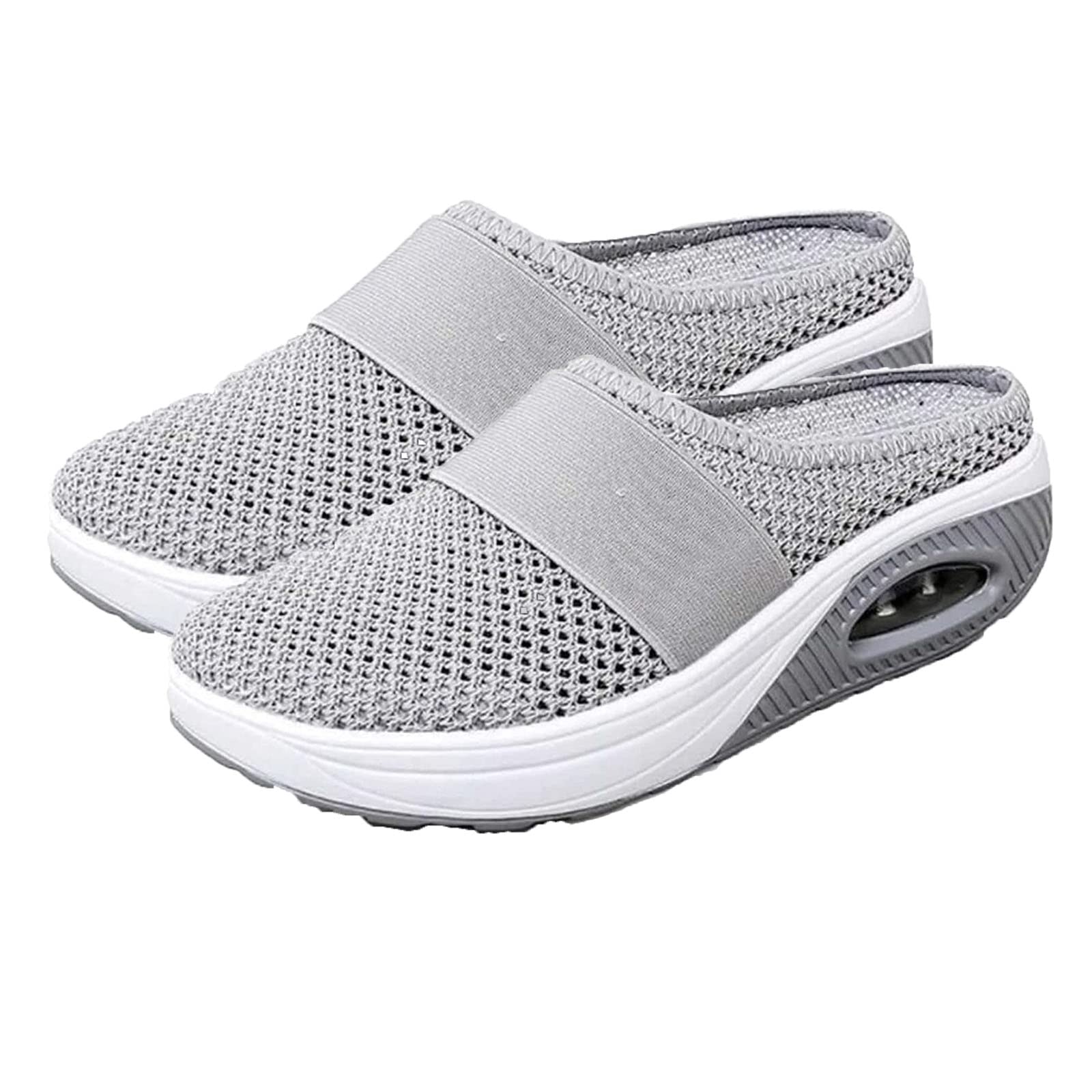 Women's Breathable Mesh Slip-On Walking Shoes with Air Cushion - Orthopedic & Diabetic Friendly Sneakers (Light Grey, Size 7) - Perfect for Casual Wear, Travel & Daily Comfort