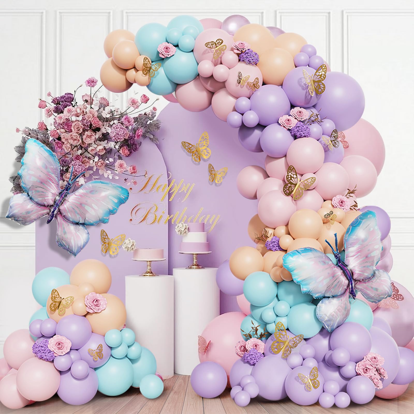 96-Piece Purple Butterfly Balloons Garland Kit - Baby Shower, Wedding & Anniversary Party Decorations | Elegant Butterfly-Themed Celebration Supplies for Birthday Parties & Special Events