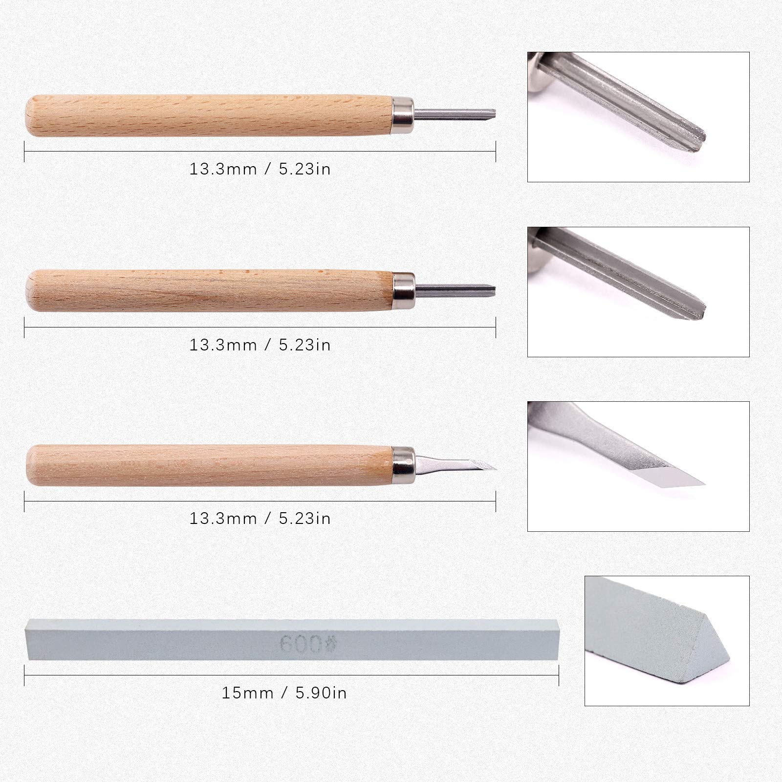 Swpeet 14-Piece 50mm Square Rubber Stamp Carving Set - 2 Mixed Flat Stamp Blocks, 3 Carving Knives & Polished Stone Kit - Double-Sided Removable Carving Blocks for DIY Scrapbooking, Postcards & Handmade Greeting Cards - Perfect for Crafting, Paper Art & Personalized Stationery Projects