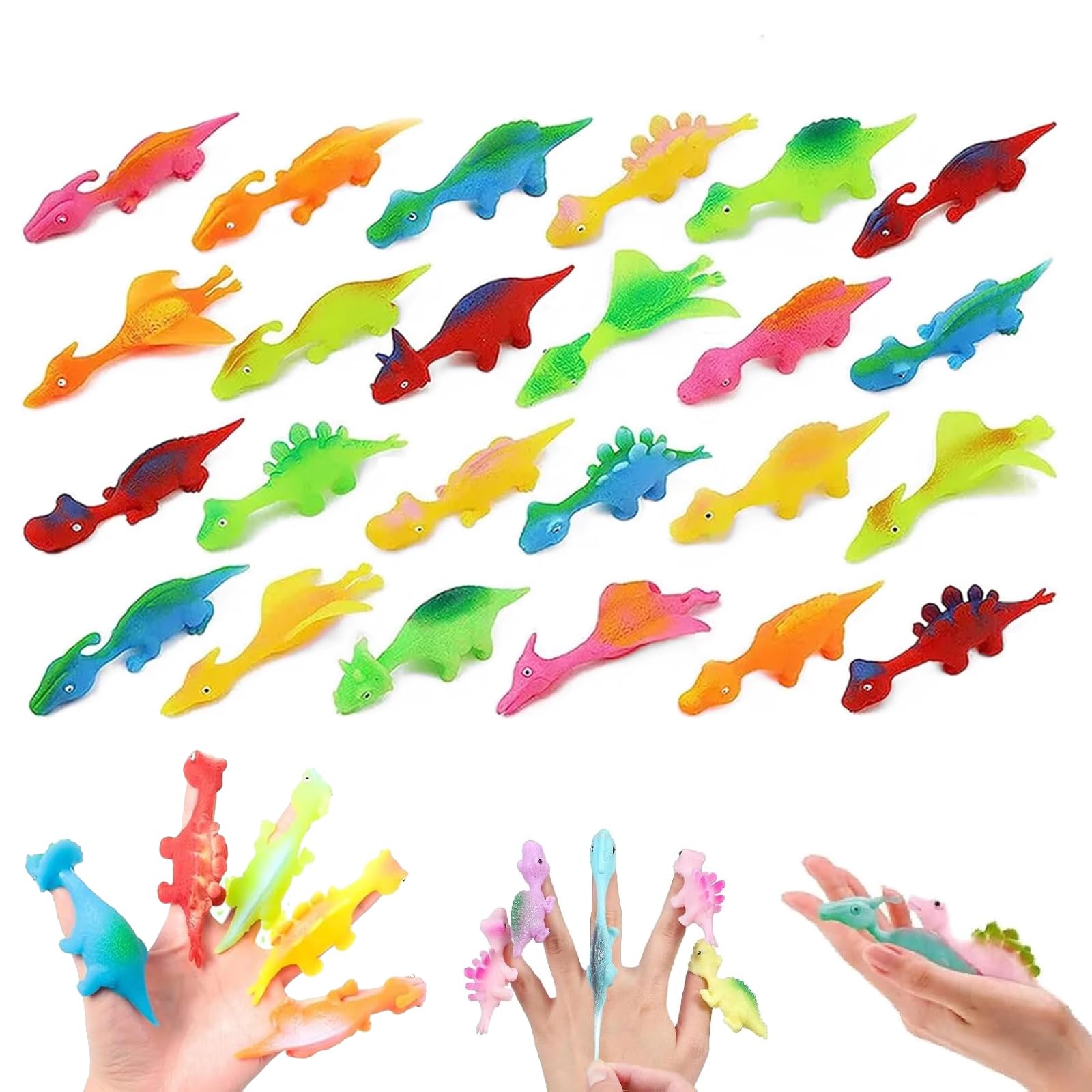 Stretchy Slingshot Dinosaur Finger Toys - 10pcs Sticky Elastic Dino Catapult for Kids, Fun Stress Relief & Party Favors - Perfect for Office Desk Toys, Classroom Rewards, and Birthday Party Games