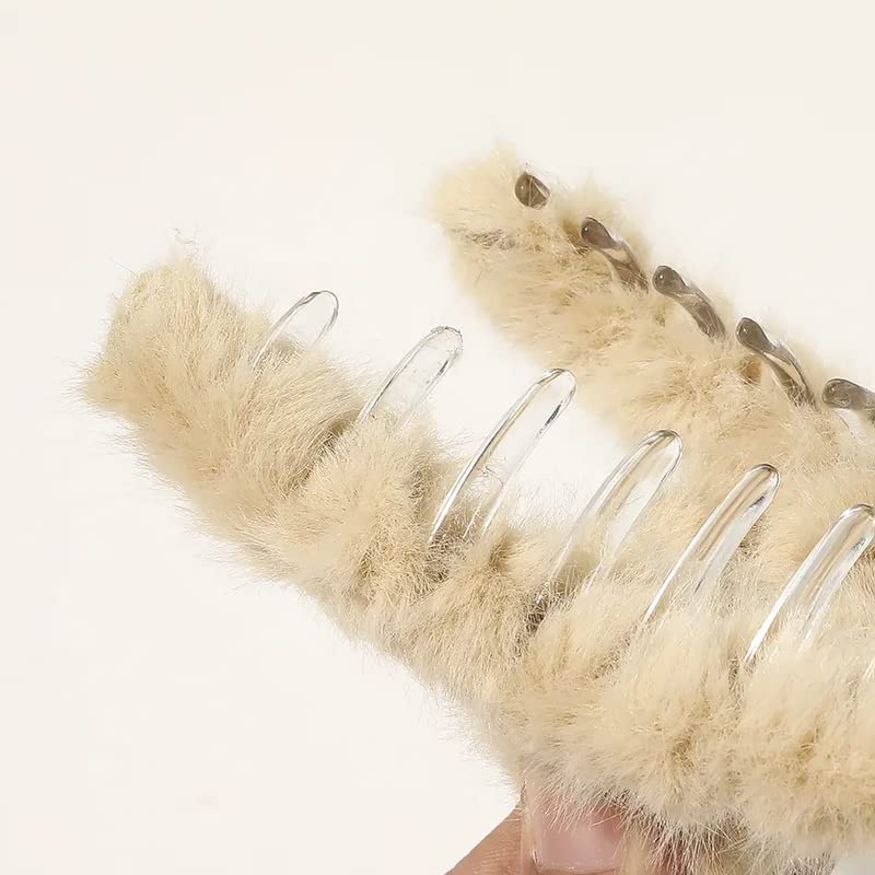 GT Gloptook 6 PCS Faux Fur Hair Claw Clips - Winter Fuzzy Hair Clips for Women & Girls, Large Hair Claws for Thick or Thin Hair, Leopard Print Hair Accessories (Perfect for Parties, Holidays & Everyday Styling)