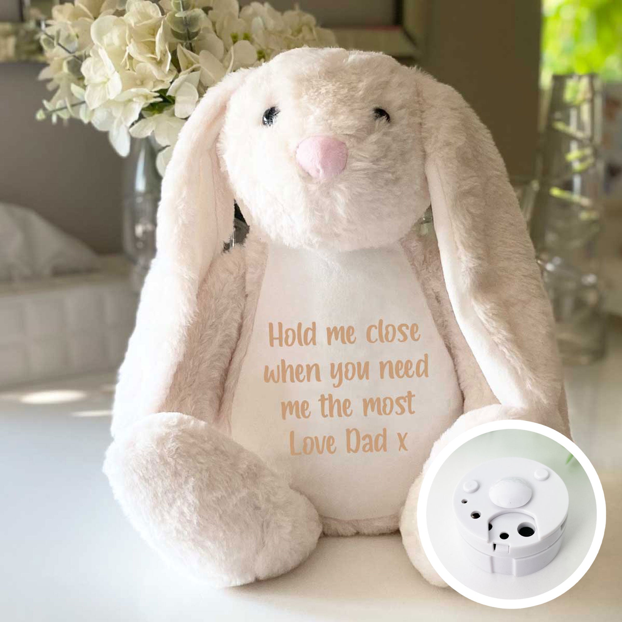 Personalized Recordable Voice Keepsake Memory Bunny Plush Toy - Cream White | Capture Special Moments & Messages for Kids, Babies, and Loved Ones | Perfect Gift for Birthdays, Christmas, and Anniversaries