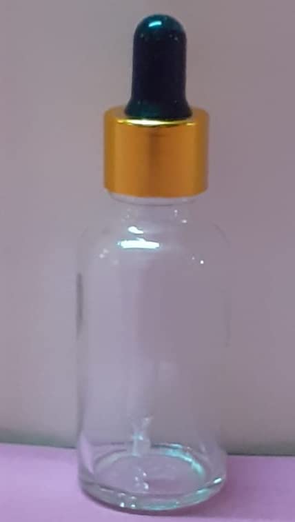 Premium Clear Glass Dropper Bottle with Gold Ring & Black Silicone Cap - Leakproof, Refillable Essential Oil Bottles for Aromatherapy, DIY Perfumes, Skincare & Travel - Perfect for Home, Spa & Gifts (1 Pack)