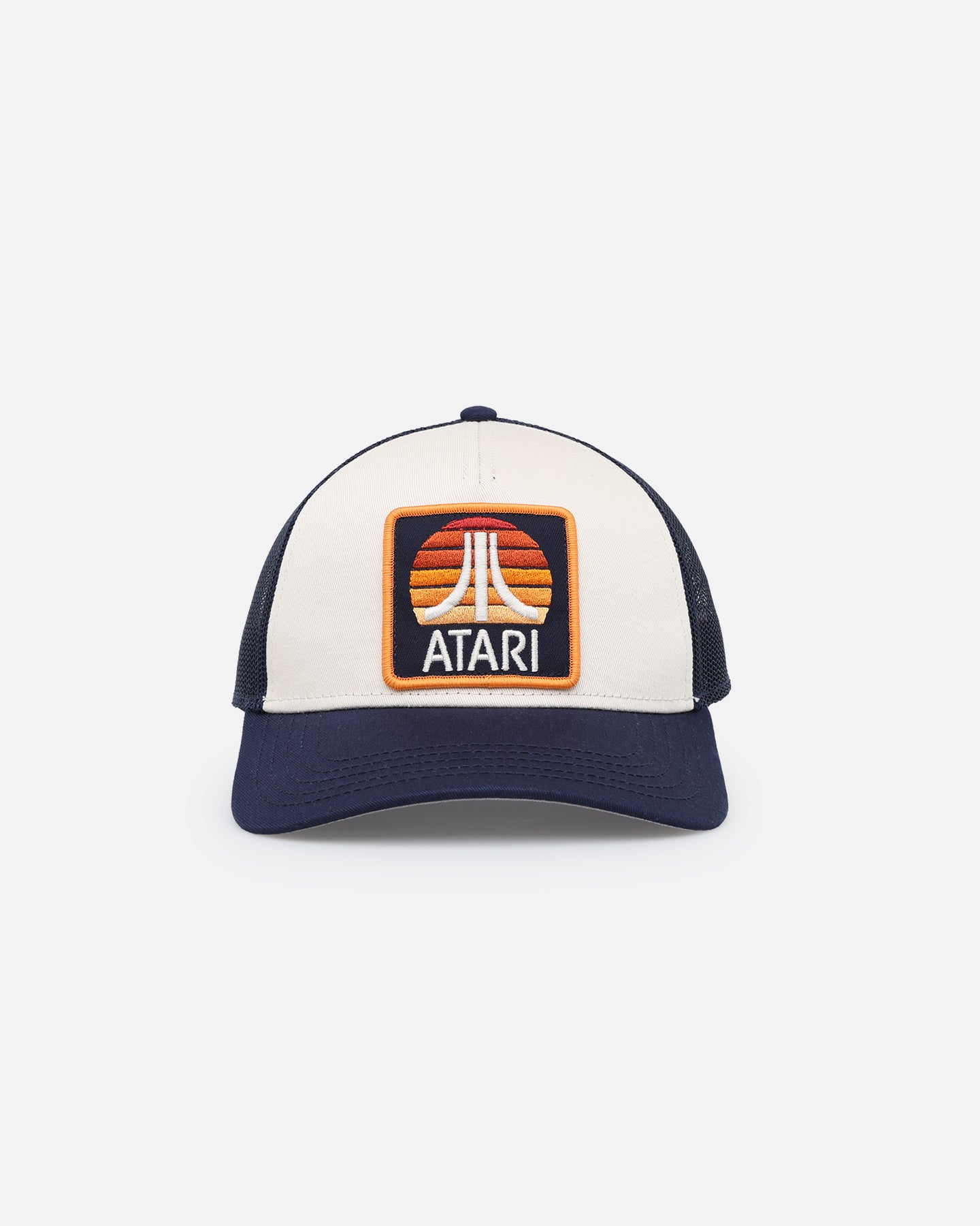 American Needle Twill Valin Patch Trucker Snapback Hat - Ivory/Navy - Vintage Baseball Cap for Men & Women, Perfect for Casual Wear, Sports & Street Fashion