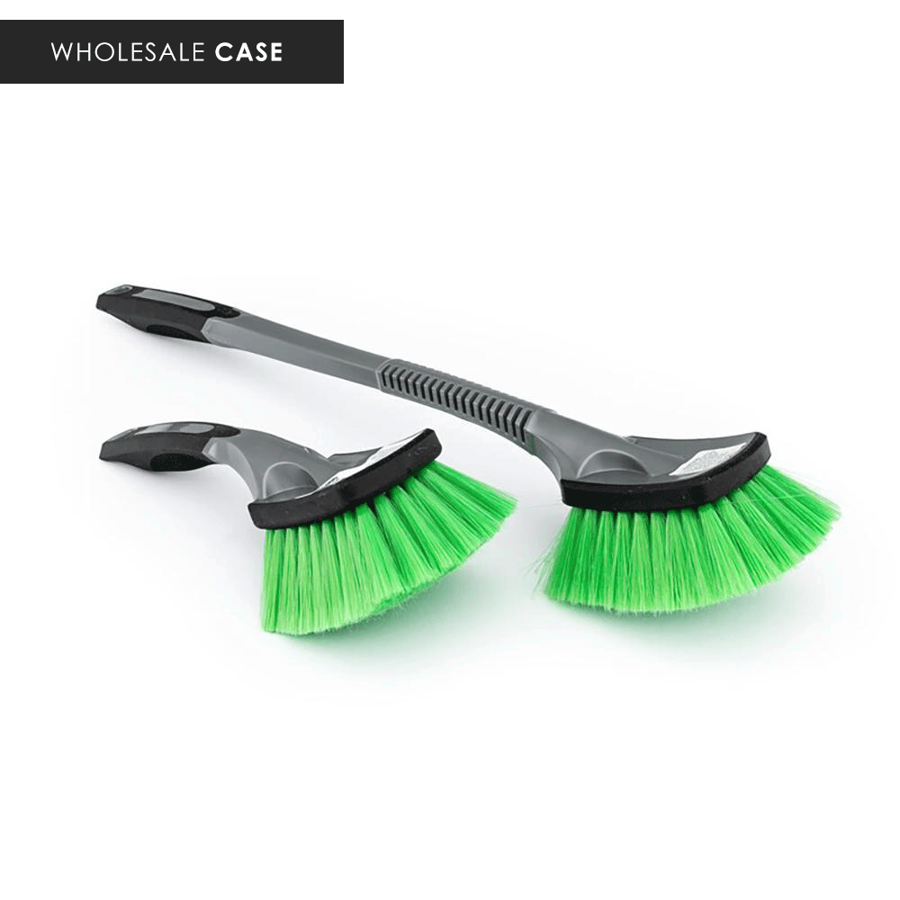 Soft Grip Wheel and Body Brush with Case - Gentle Cleaning for Cars, Pets & Outdoor Gear - Perfect for Car Detailing, Pet Grooming & Camping Equipment Care