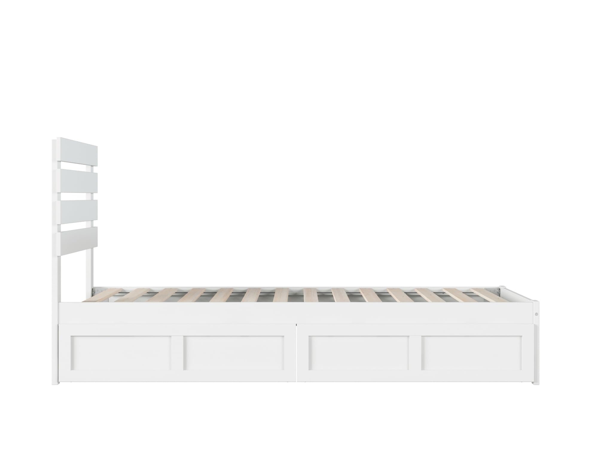 AFI Oxford Twin XL Size Platform Bed with Storage Drawers & USB Charging Station - White Wooden Bed Frame for Small Spaces, Dorm Rooms & Guest Bedrooms