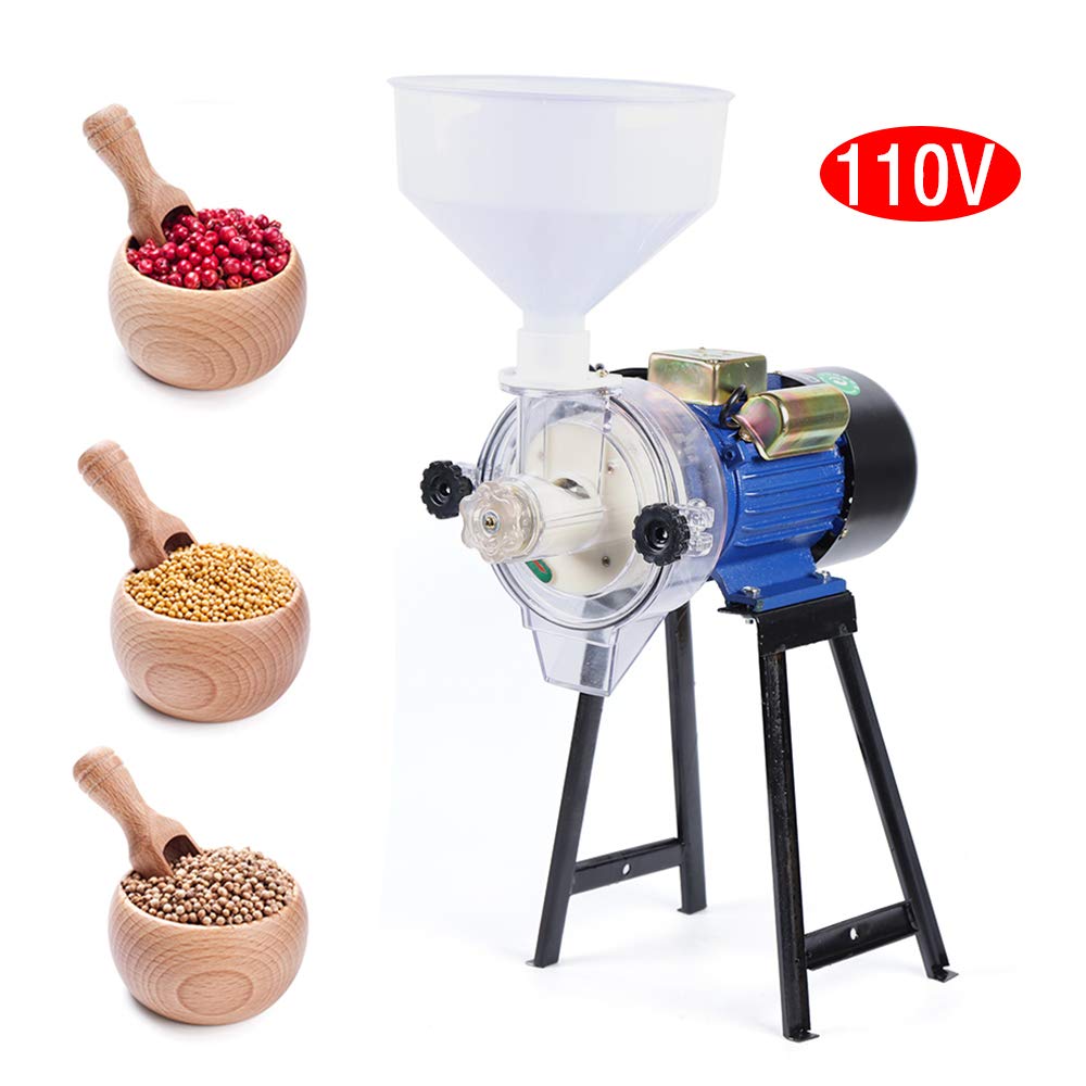 2200W Electric Grain Mill Grinder for Rice, Corn, Wheat & Cereals - 110V Wet/Dry Milling Machine with Funnel - Perfect for Home Baking, Animal Feed & Commercial Use