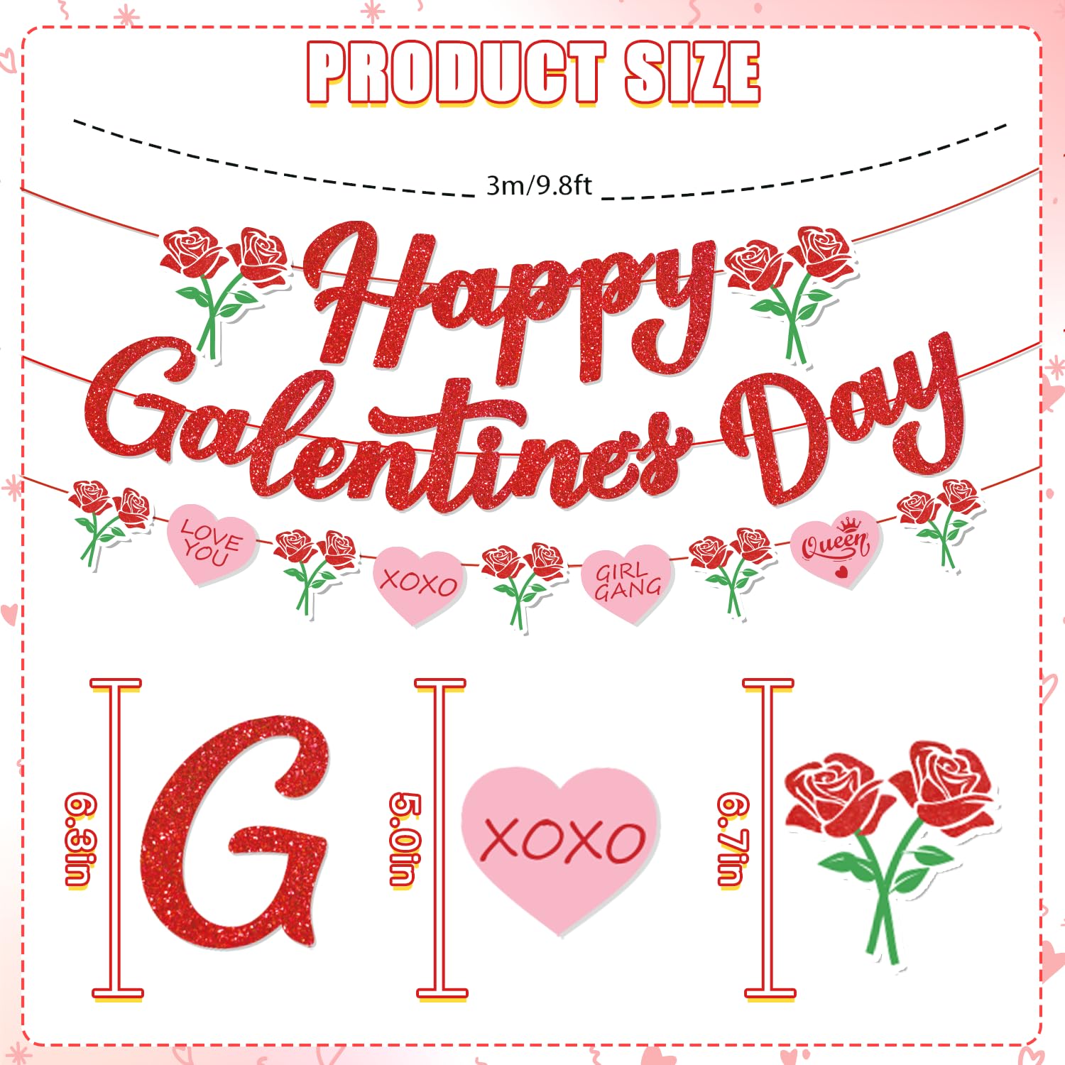 Galentine's Day Party Decorations Set - Hanging Swirls, Honeycomb Centerpiece & Banner for Galentine's Night Celebration | Perfect for Girls' Night, Bachelorette Parties & Valentine's Day Decor