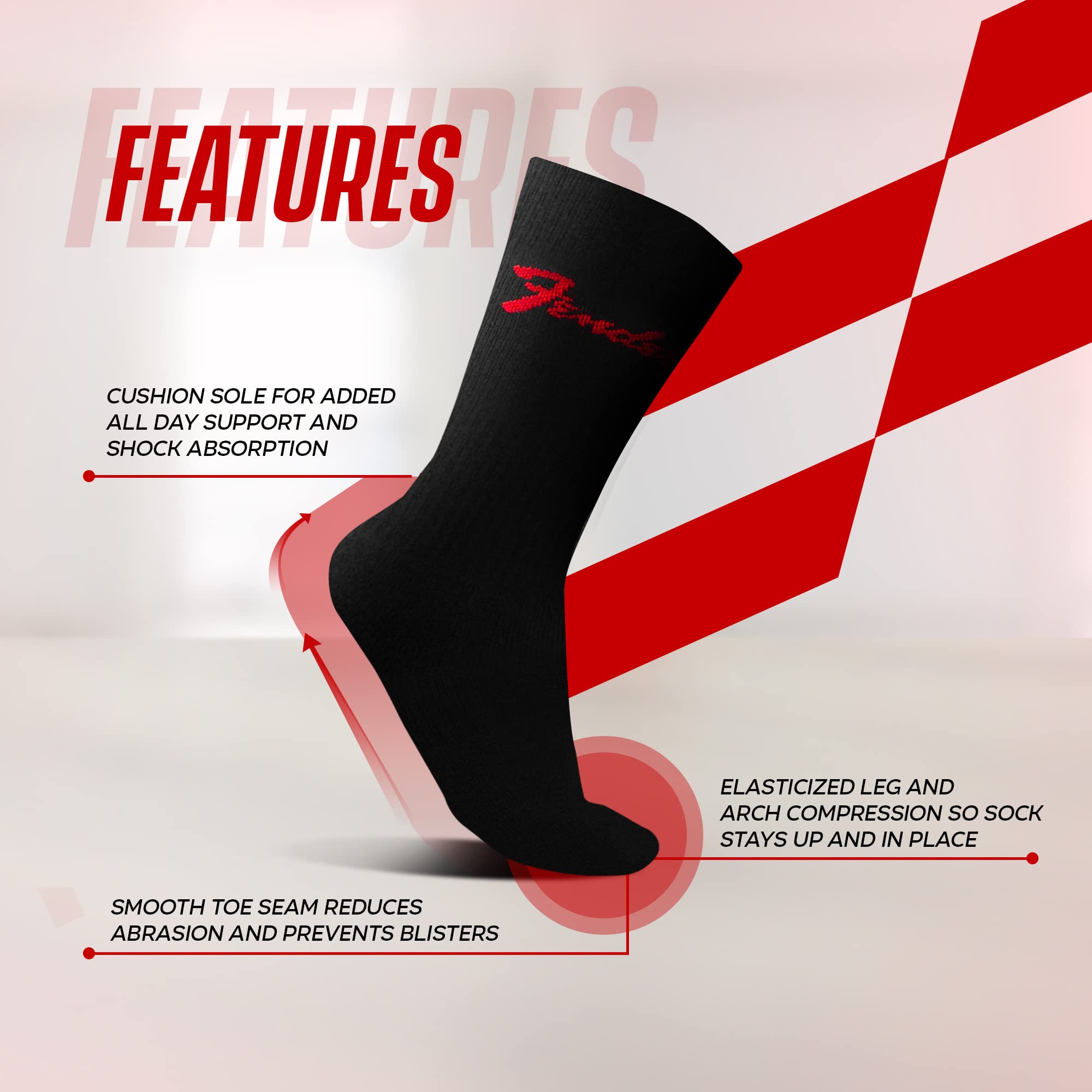 **PERRI'S SOCKS Fender® Crew Socks - Officially Licensed Rock Band Socks for Men & Women - Cushioned Comfort Novelty Socks (Black, Large FGA372-001-L) - Perfect for Concerts, Gifts & Music Lovers**