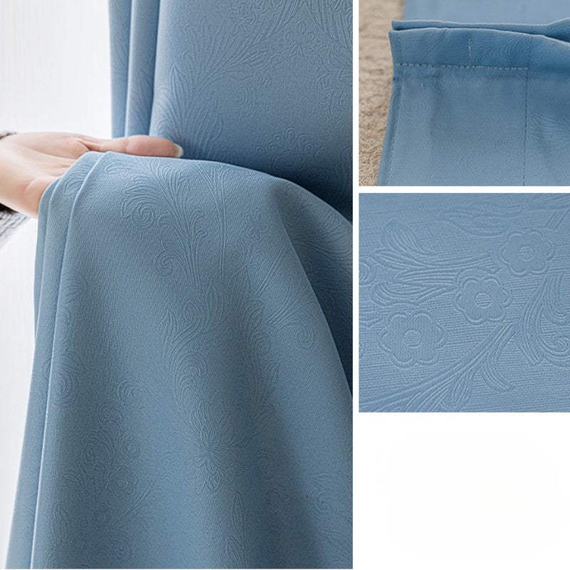 Adelina Embossed Floral Blackout Curtains for Bedroom & Living Room - Custom Size Thermal Insulated Window Drapes for Home Decor & Light Blocking