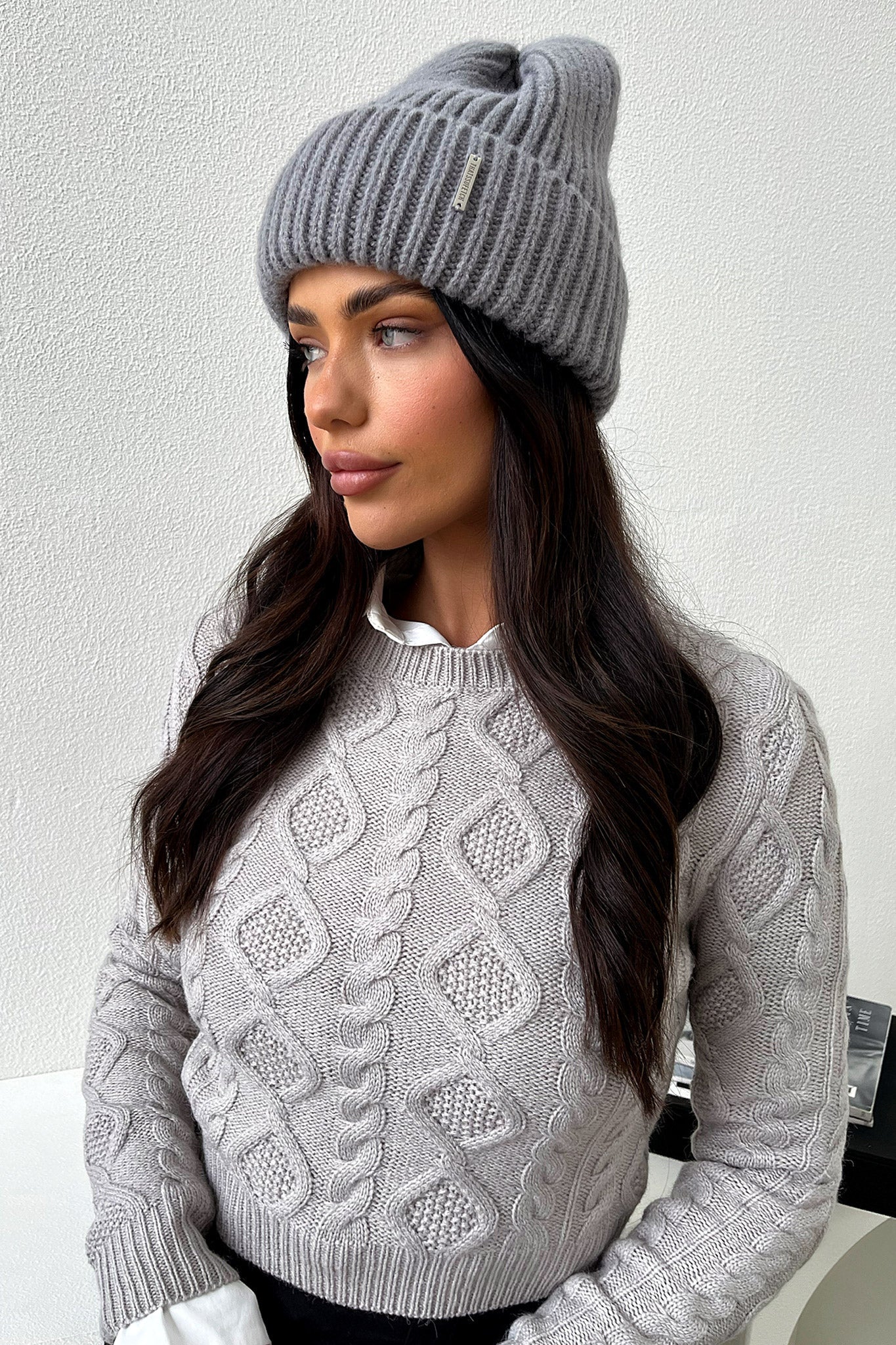 Luna Beanie Grey - Soft Winter Knit Hat for Women & Men - Cozy Unisex Beanie for Cold Weather, Outdoor Activities & Casual Style