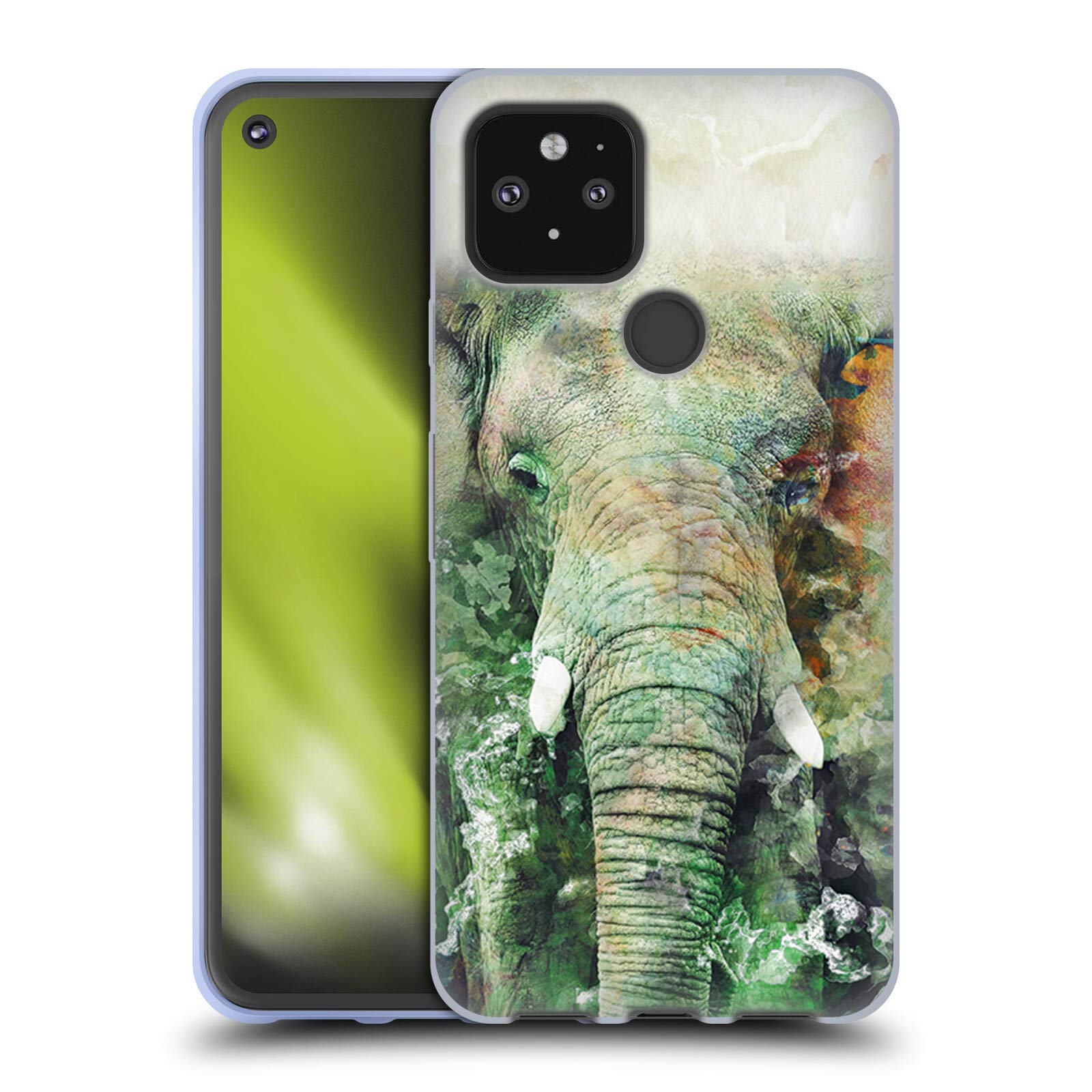 Official Riza Peker Elephant Case for Google Pixel 5 - Soft Gel Cover for Animal Lovers