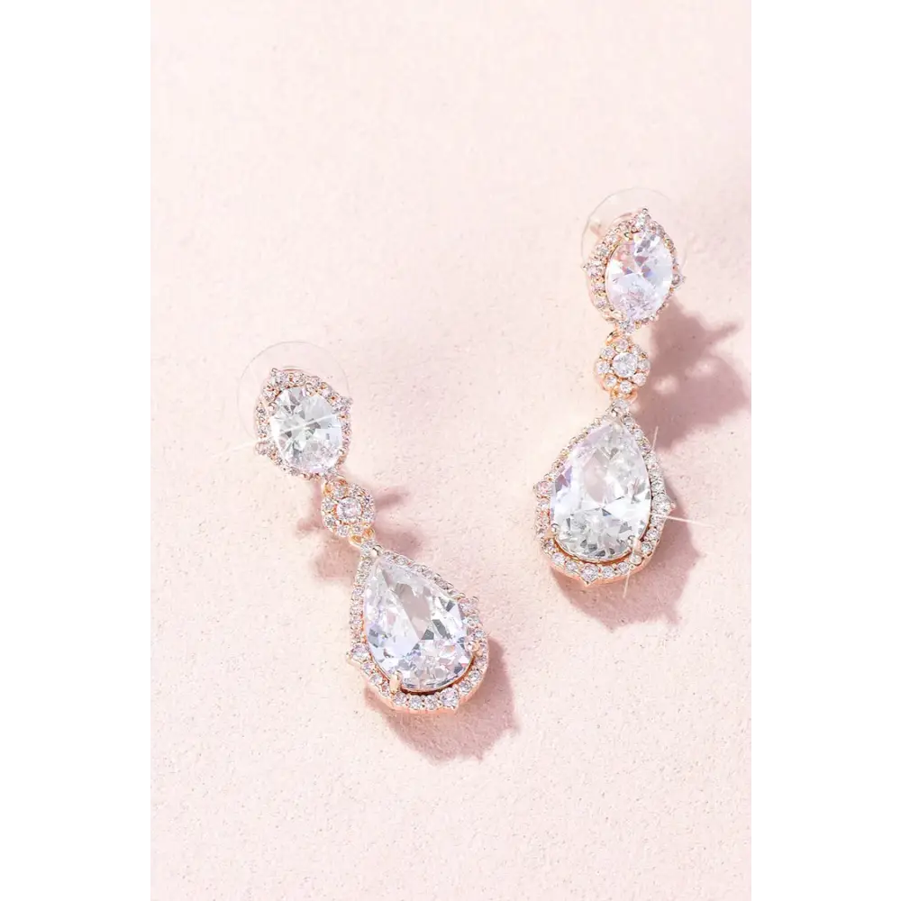 Louise CZ Drop Earrings E018 - Elegant Cubic Zirconia Dangle Earrings for Women | Perfect for Weddings, Parties & Evening Events