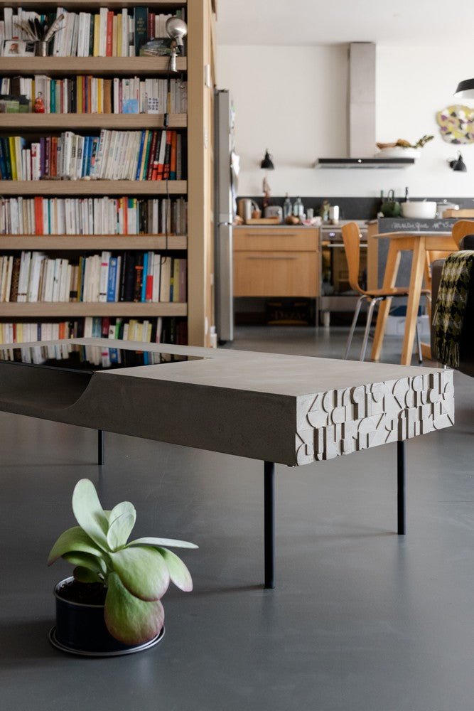 Modern Curb Coffee Table by Lyon Beton - Minimalist Concrete Side Table for Living Room, Lounge, or Office - Durable & Stylish Home Decor