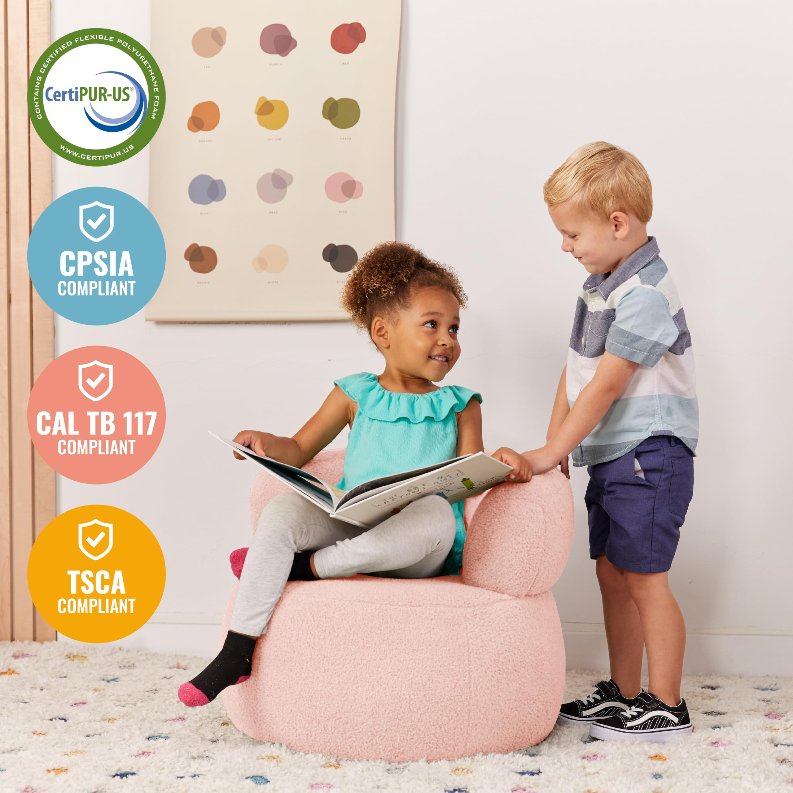 ECR4Kids Sophie Accent Chair for Kids - Pink Children's Furniture for Bedroom, Playroom & Reading Nook - Soft & Comfortable Toddler Chair