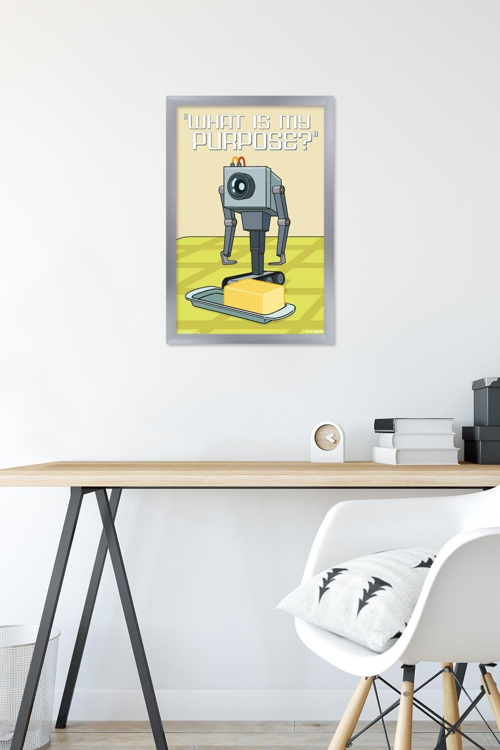 Trends International Rick and Morty Butter Bot Wall Poster - 14.725 x 22.375 Inches Silver Framed Art Print - Perfect for Bedroom, Game Room, and Office Decor