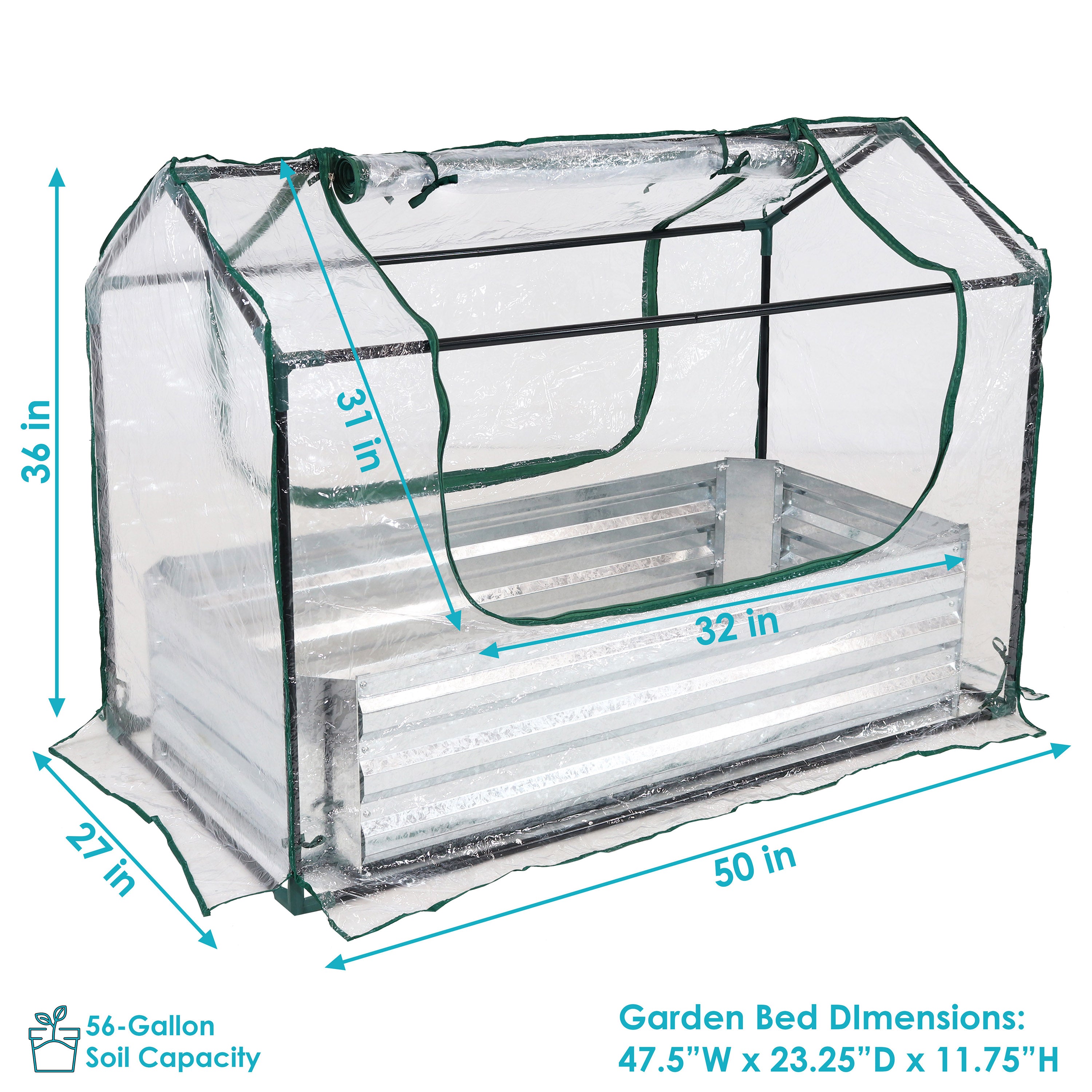 Sunnydaze 4x8ft Steel Raised Garden Bed with Mini Greenhouse Kit - Durable Outdoor Gardening Solution for Vegetables, Herbs & Flowers - Perfect for Backyards, Patios & Urban Gardening