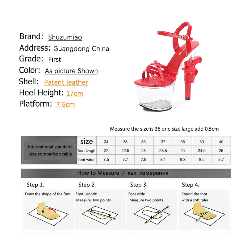 Sexy 17cm High Heel Platform Sandals for Women - Red Stiletto Wedding Shoes with Pistol Heel for Brides, Models & Evening Parties | Perfect for Prom, Runway Shows & Special Occasions