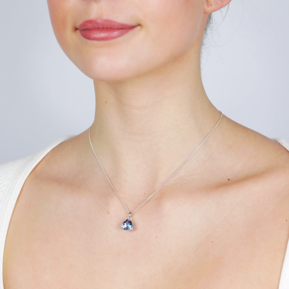9ct White Gold Natural Treated Adieu Topaz Pendant Necklace - Elegant Jewelry Gift for Women, Perfect for Weddings, Anniversaries & Special Occasions