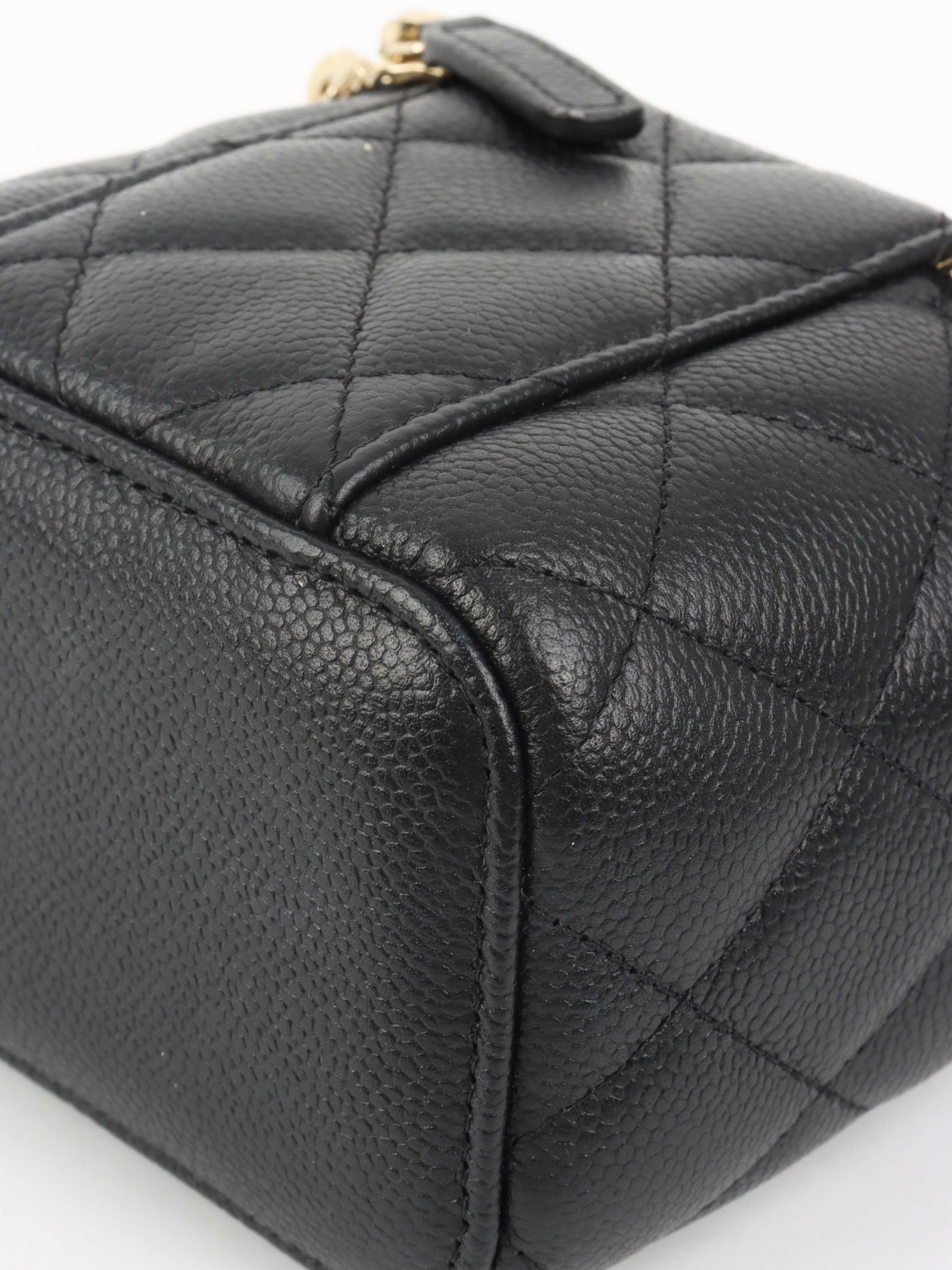 Chanel Black Caviar Leather Mini Vanity Bag - Luxury Crossbody Purse for Women, Perfect for Parties & Evening Events