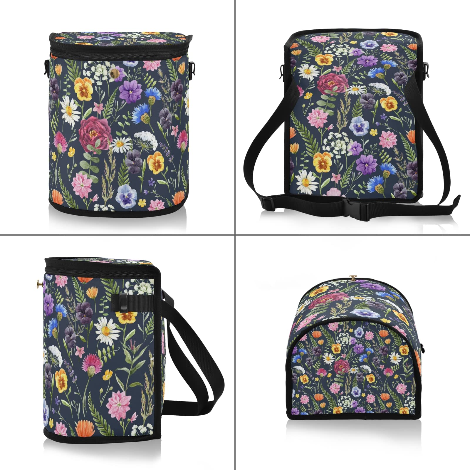 J JOYSAY Collapsible Hanging Car Trash Can - Waterproof Leakproof Car Garbage Bag Organizer with Floral Design, Portable Large Capacity Auto Waste Container for Road Trips, Commuting & Family Travel
