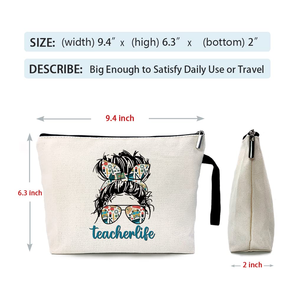 Funny Teacher Cosmetic Bag - Travel Toiletry Zipper Pouch for Makeup Storage | Cute Teacher Appreciation Gift for Women | Perfect for Classroom, Retirement Party & Travel Essentials Organization