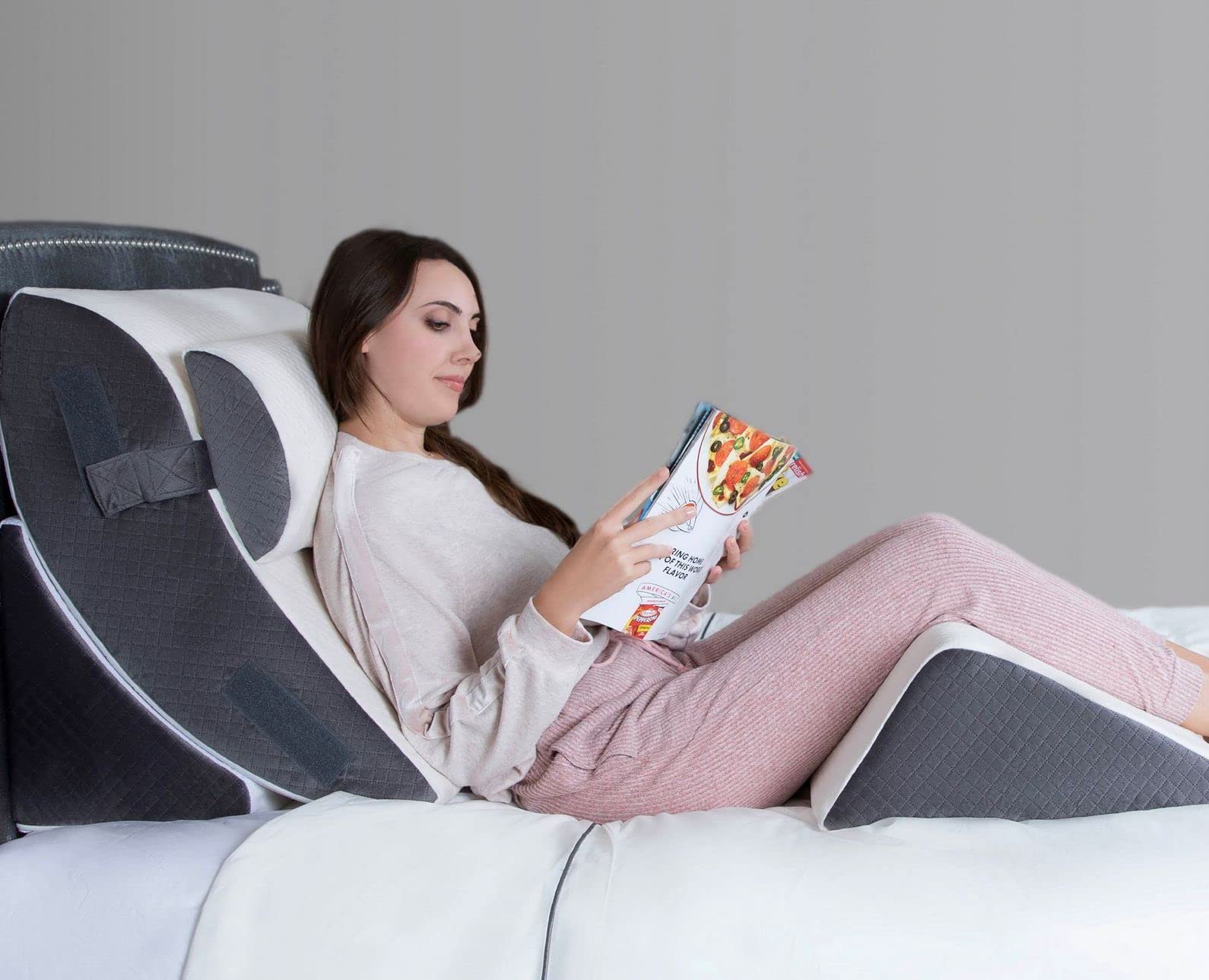 **Kӧlbs Bed Wedge Pillow Set – Chic Jacquard Cover for Sleeping, Acid Reflux & Heartburn Relief – 4-Piece Orthopedic Support (Ideal for Back Pain, GERD & Post-Surgery Recovery)**