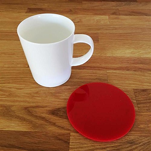 Red Round Coasters Set of 4 - Absorbent Drink Coasters for Coffee, Tea, and Beverages - Perfect for Home, Office, and Restaurant Use