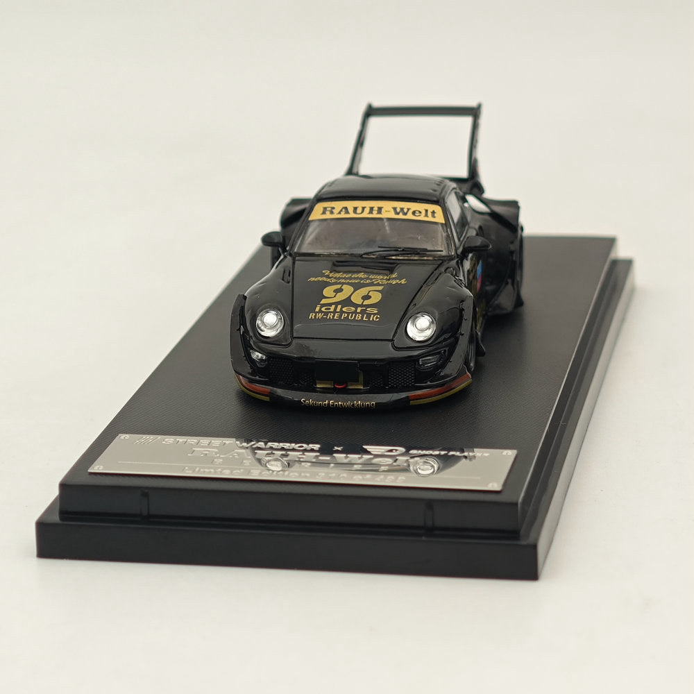 1:64 Scale Street Warrior Porsche RWB 993 Charlene Diecast Model Car with High Tail Wing - #96 Black - Perfect for Collectors, Racing Enthusiasts, and Display Showcases