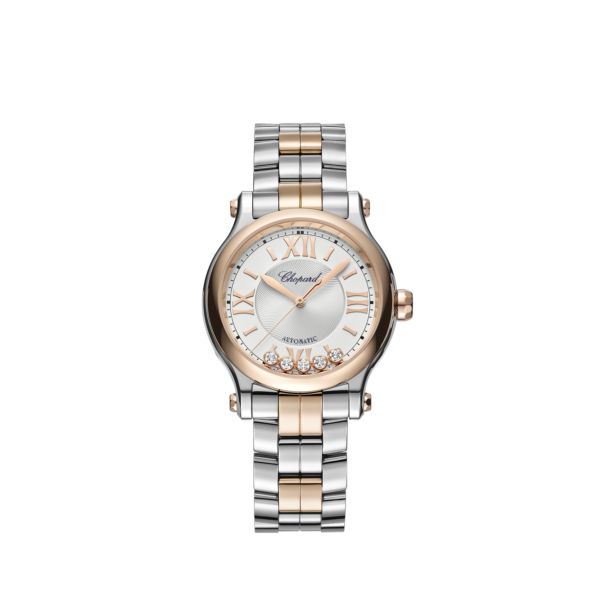 Chopard Happy Sport Ladies Watch - Stainless Steel & Ethical Rose Gold with Diamonds | Luxury Women's Wristwatch for Everyday Wear, Special Occasions & Gifts