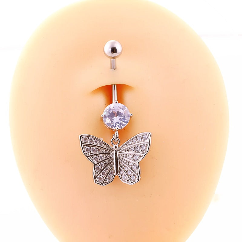 14G Hypoallergenic Flower Feather Belly Button Ring - Surgical Steel Navel Piercing Jewelry for Women | Perfect for Summer Beach, Pool Parties & Boho Fashion
