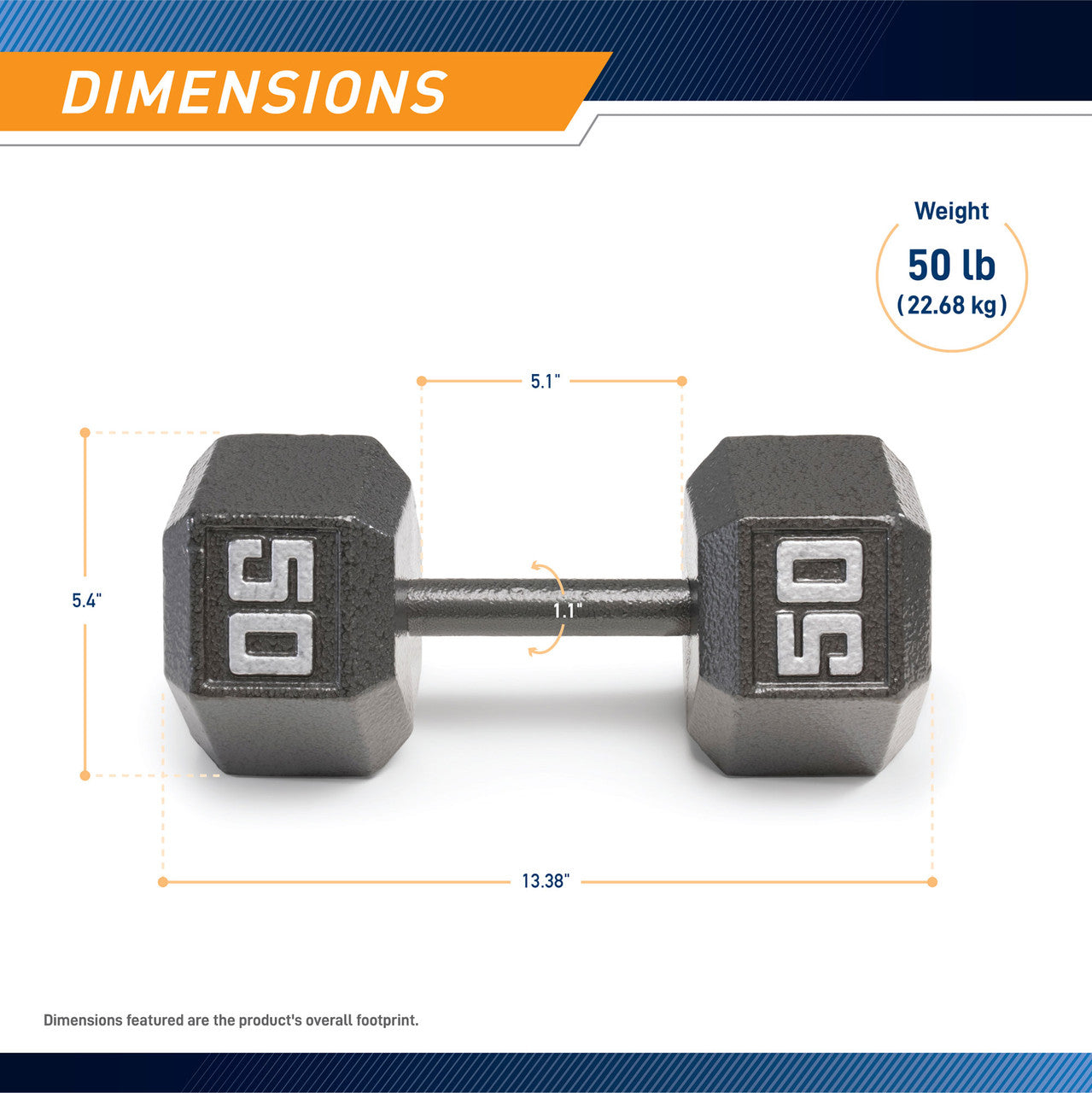 Marcy 50lb Hex Dumbbell Set - Premium Cast Iron Weight for Home Gym & Strength Training | Perfect for CrossFit, Bodybuilding & Fitness Workouts