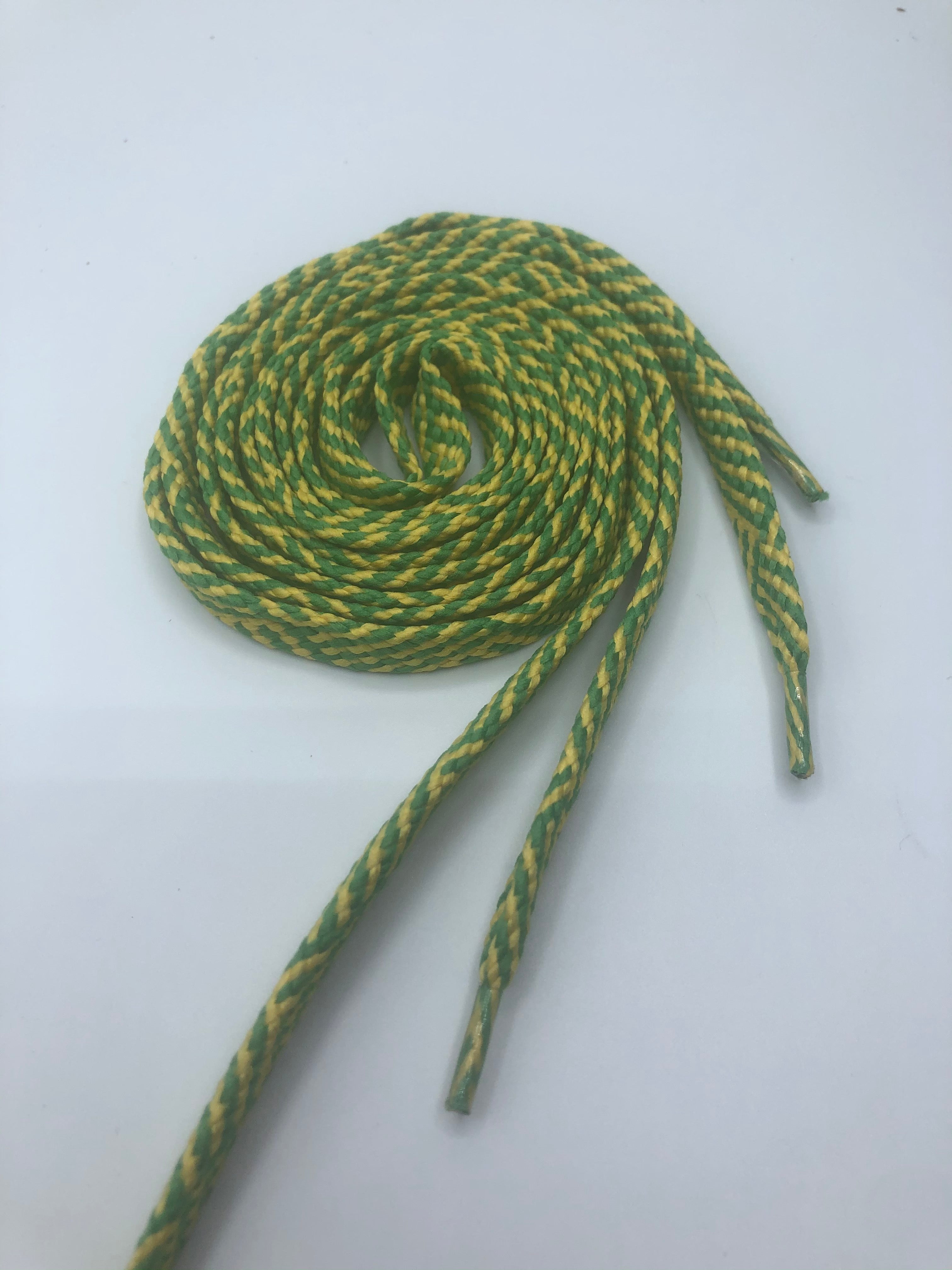 Flat Herringbone Shoelaces - Lime Green & Yellow for Sneakers, Casual Shoes & Fashion Accessories | Durable & Stylish Shoelace Replacement