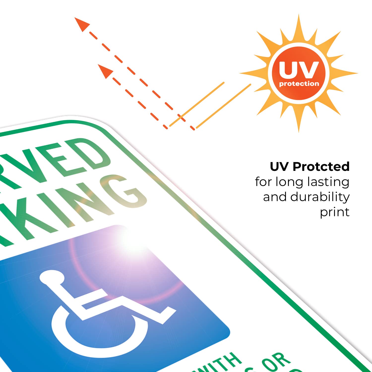 Wisconsin Handicap Parking Sign - Reserved Parking for Vehicles with Vet Plates or State Disabled Card - Left Arrow Design - 12x18 Inches - Rust-Free .063 Aluminum - Fade Resistant - Made in USA - Perfect for ADA Compliant Parking Spaces, Hospitals, and Public Facilities