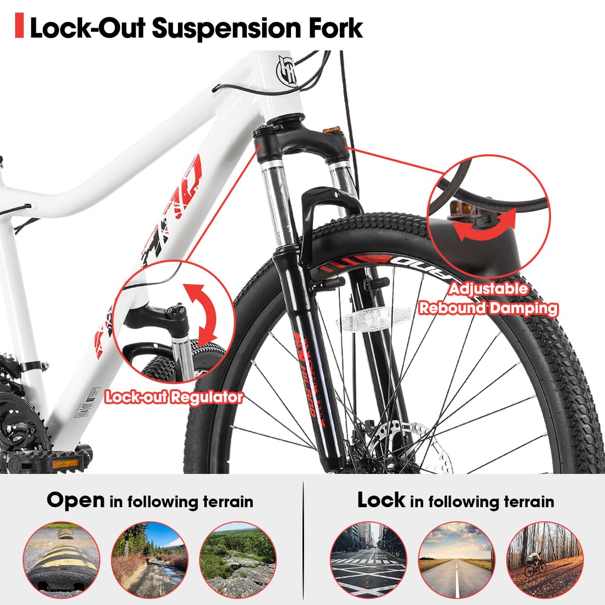 HILAND 20 26 27.5 Inch Women's Mountain Bike - 7/21 Speed, Aluminum Frame, Lock-Out Suspension Fork - Perfect for Trail Riding, Commuting & Outdoor Adventures