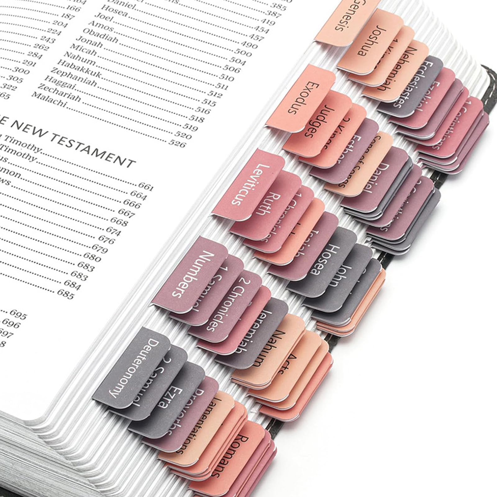 Kryzalite 75 Laminated Bible Tabs - Rose Gray Christian Gift for Women, Easy to Read & Apply - Perfect for Bible Study & Journaling