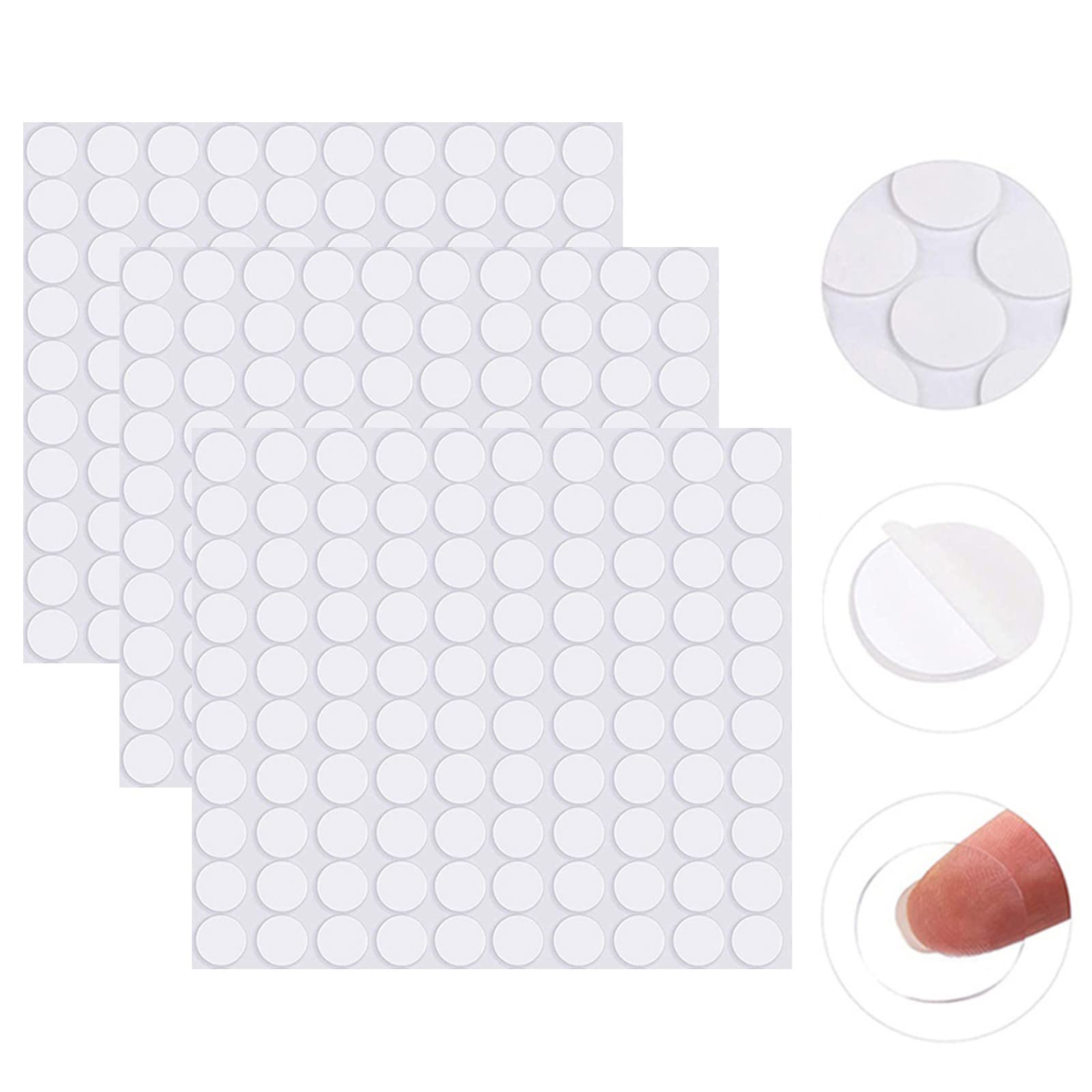 Strong Adhesive Clear Acrylic Double Sided Tape - Self Adhesive Dots for Wall Hanging, Photos, Crafts & Home Decor | Seamless Transparent Mounting Solution (White, One Size)