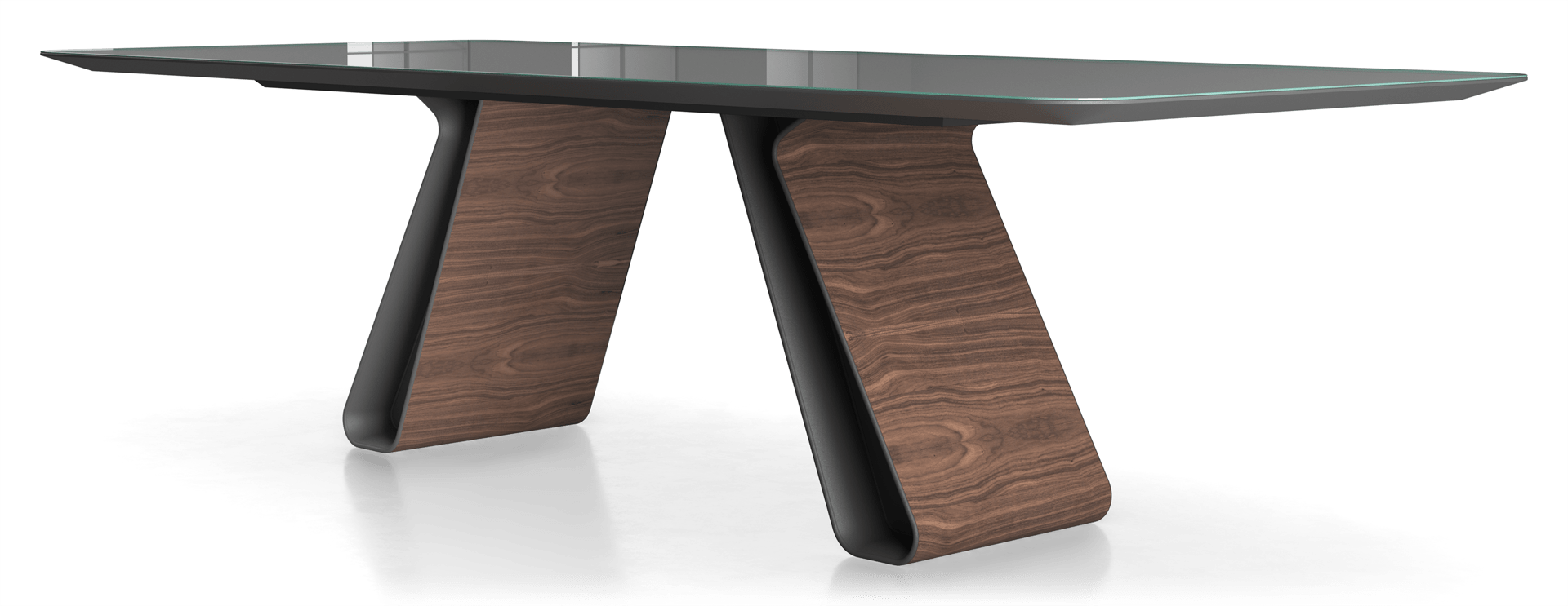 Wembley Rectangular Dining Table - Graphite Glass & Walnut Finish - Modern Kitchen & Dining Room Furniture for Family Gatherings & Dinner Parties