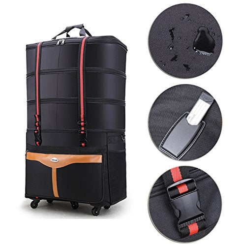 **Ailouis 36 Inch Expandable Extra Large Wheeled Travel Duffel Bag - Black - Perfect for Air Travel, Camping & Long Trips**