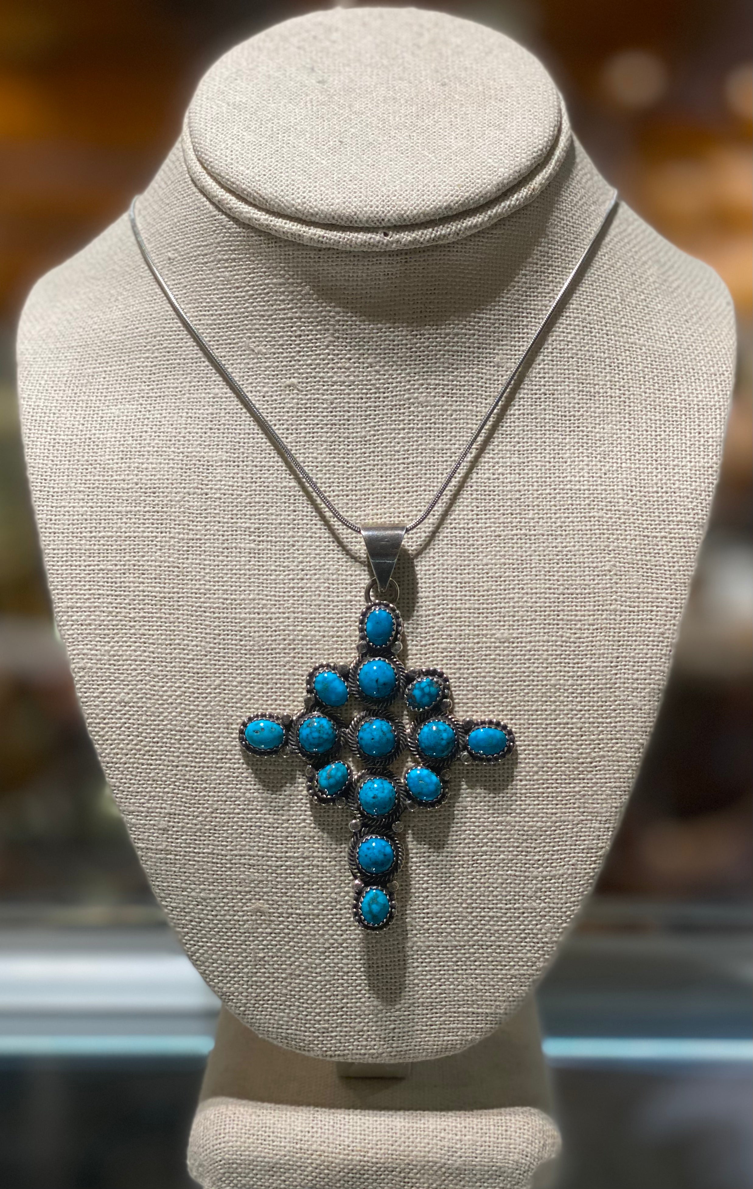 Turquoise Cross Pendant Necklace for Women - Medium Size Spiritual Jewelry Gift for Baptism, Confirmation & Everyday Wear