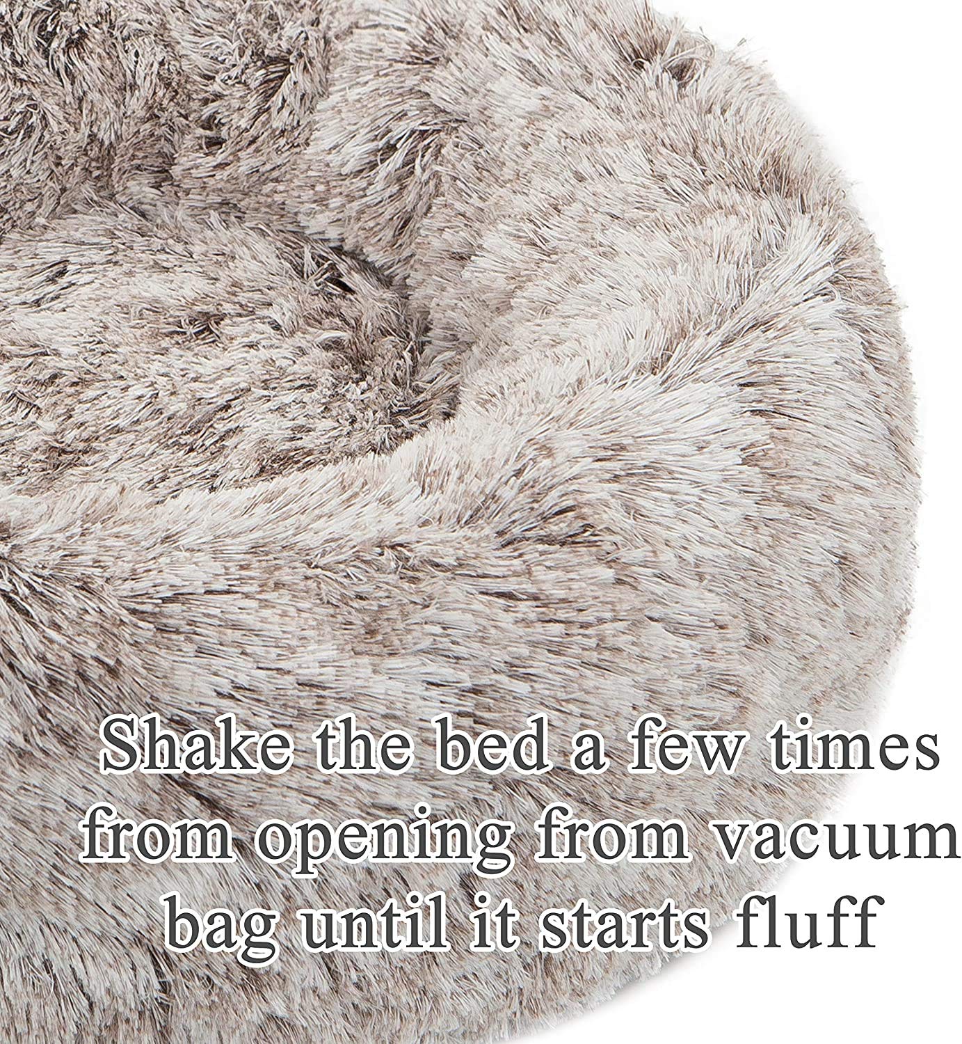 Calming Donut Dog Bed Medium - Plush Round Anti-Anxiety Pet Bed for Dogs & Cats, Soft Marshmallow Faux Fur Cushion (24 Inch, Brown) - Perfect for Anxiety Relief, Cozy Napping & Stress Reduction in Homes & Pet Daycares